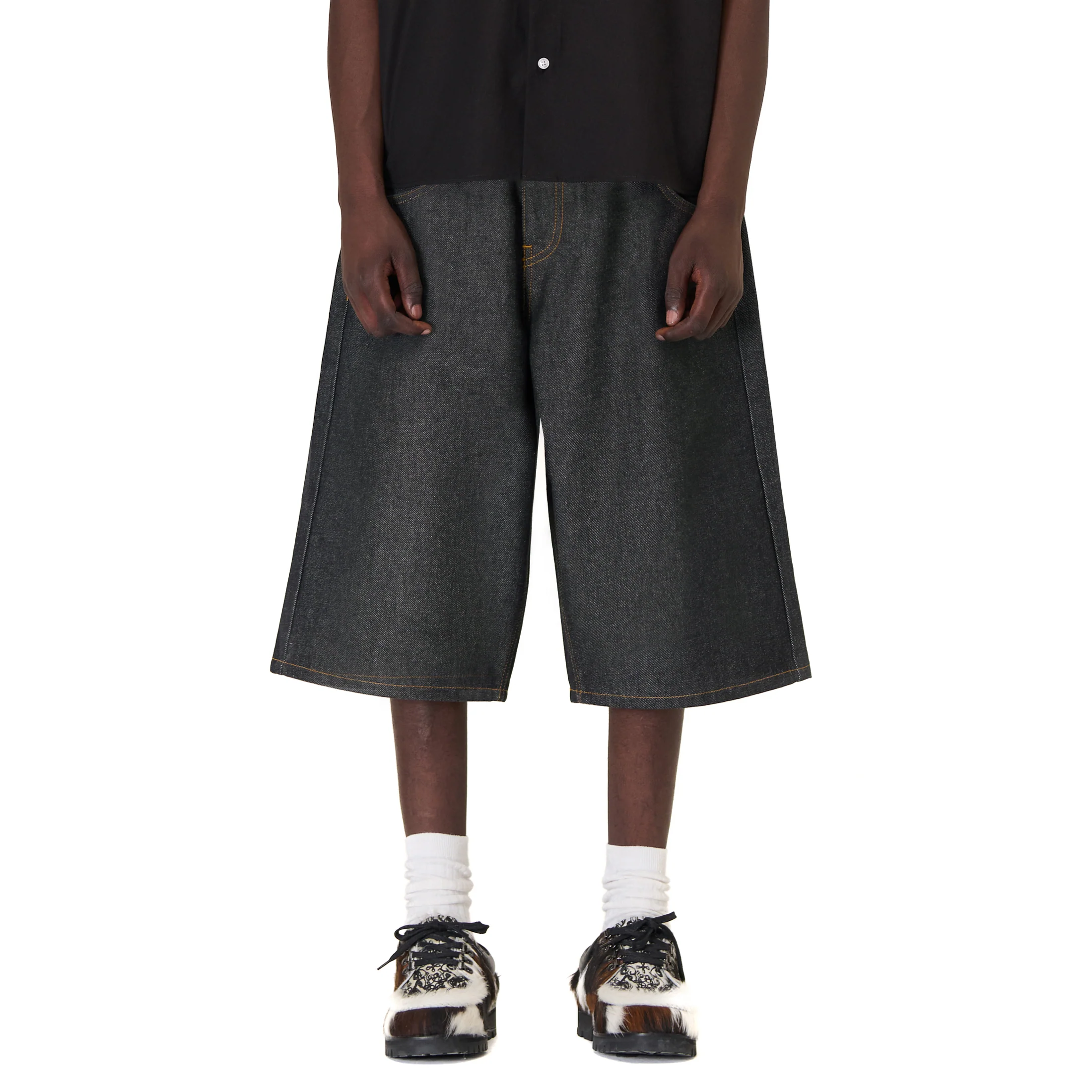 "aziza" black raw Jorts 01 - Image 7