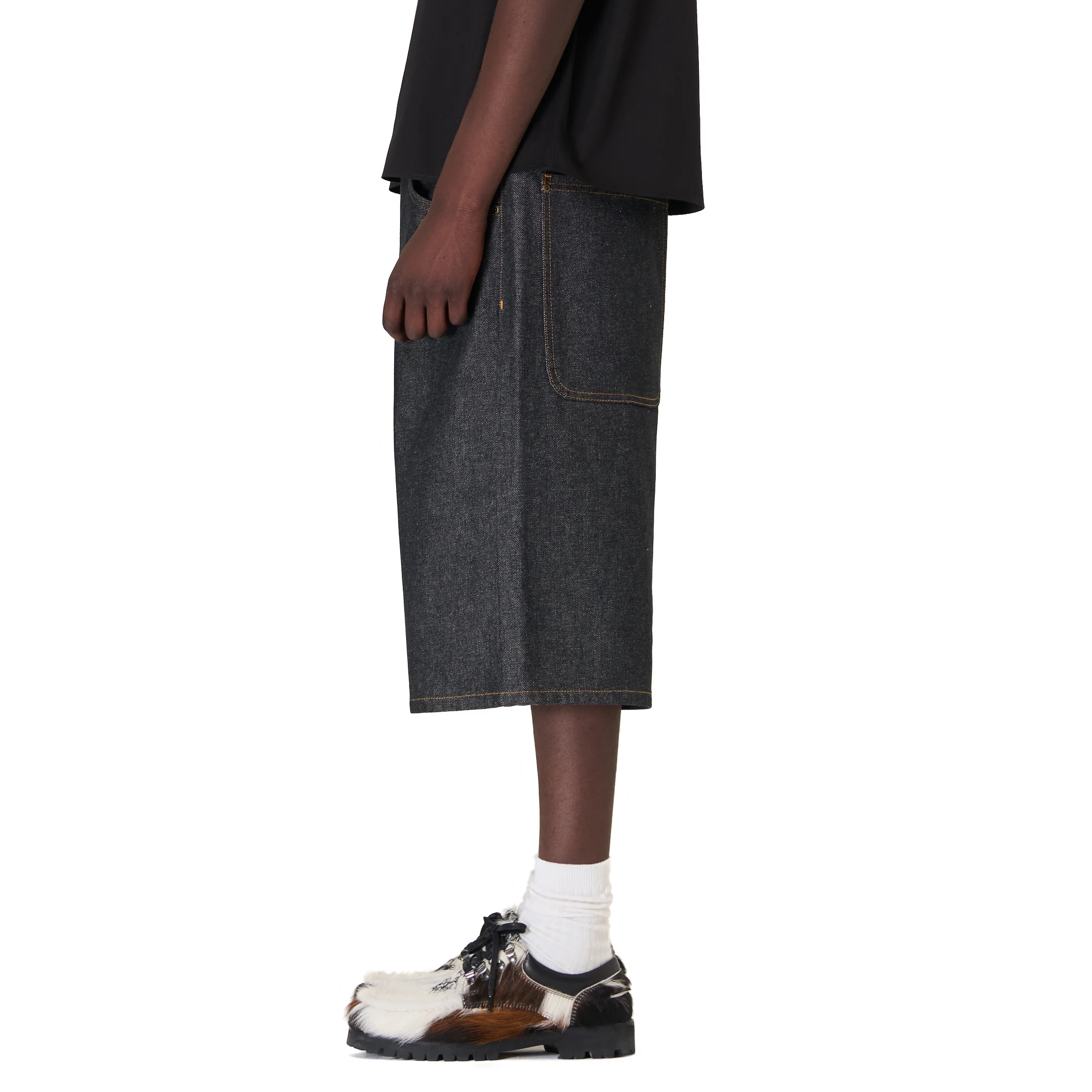 "aziza" black raw Jorts 01 - Image 8