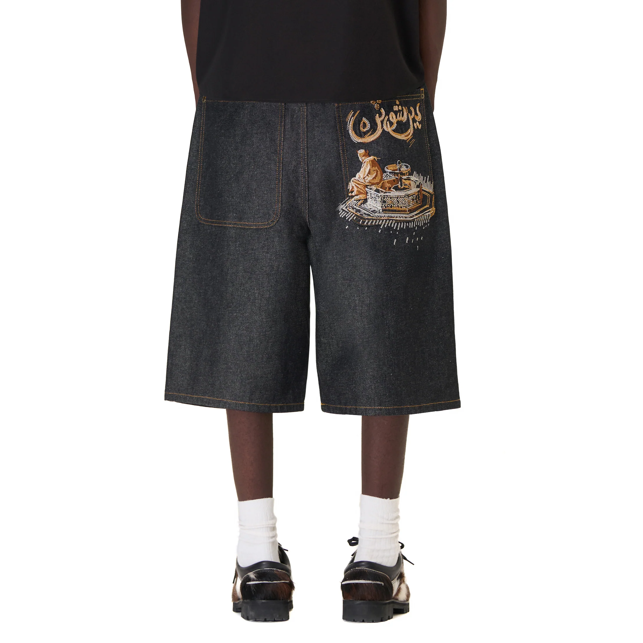 "aziza" black raw Jorts 01 - Image 9