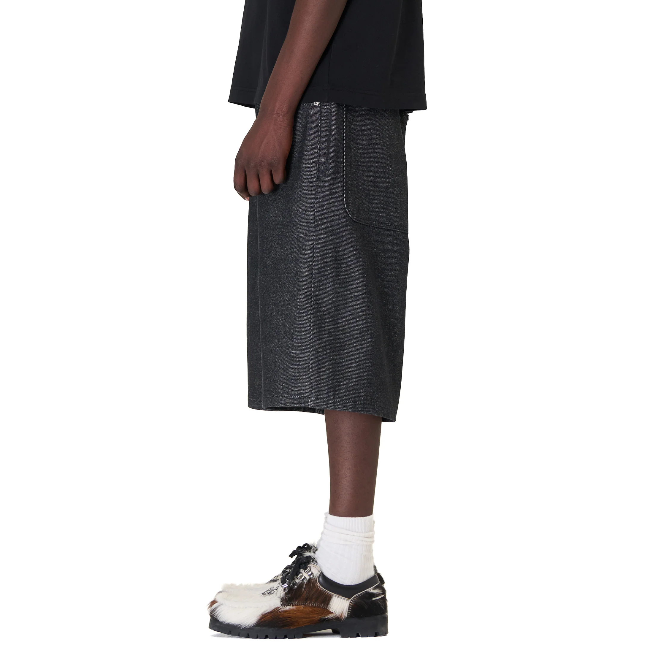 "aziza" black raw Jorts 02 - Image 8