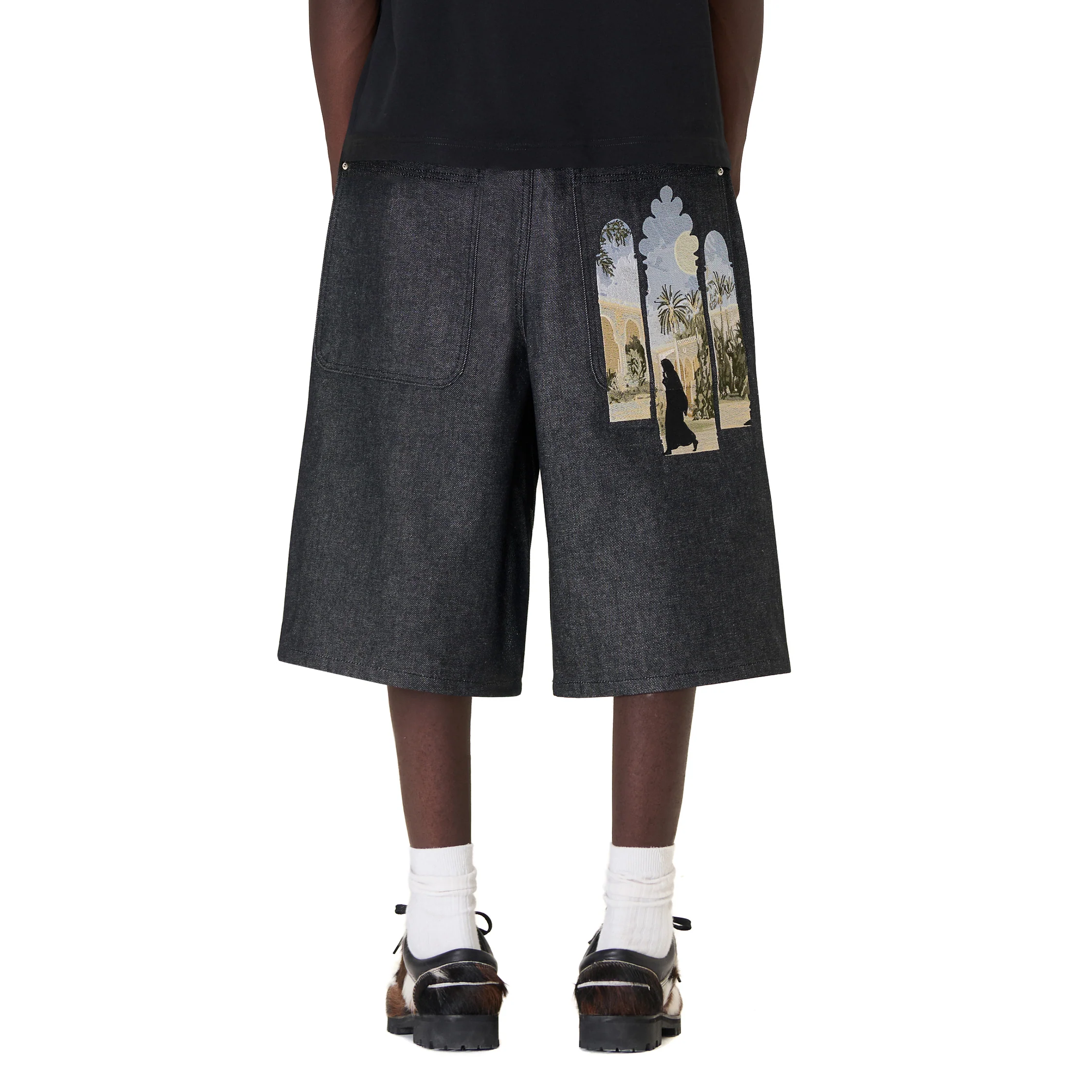 "aziza" black raw Jorts 02 - Image 9