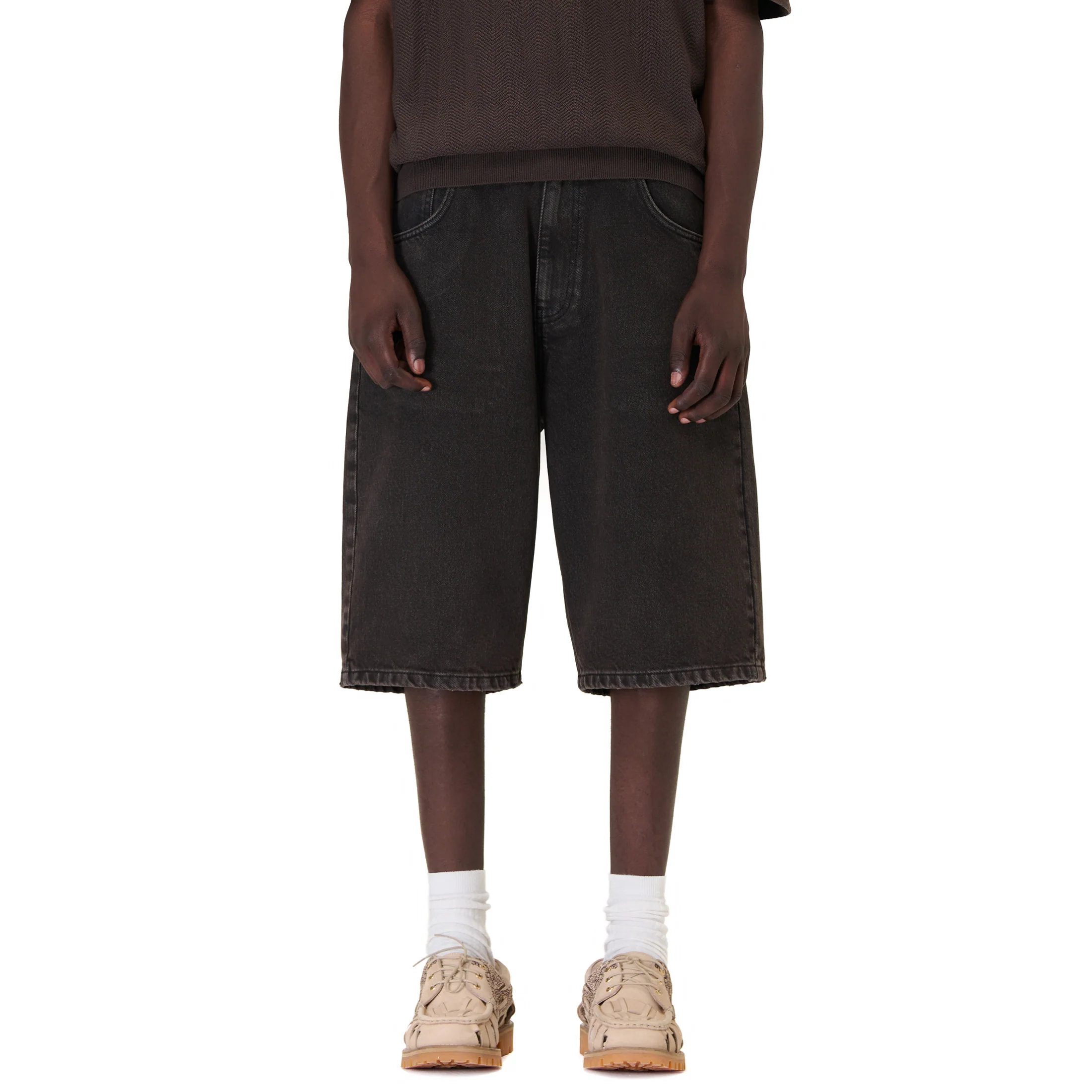"aziza" brown washed Jorts - Image 7