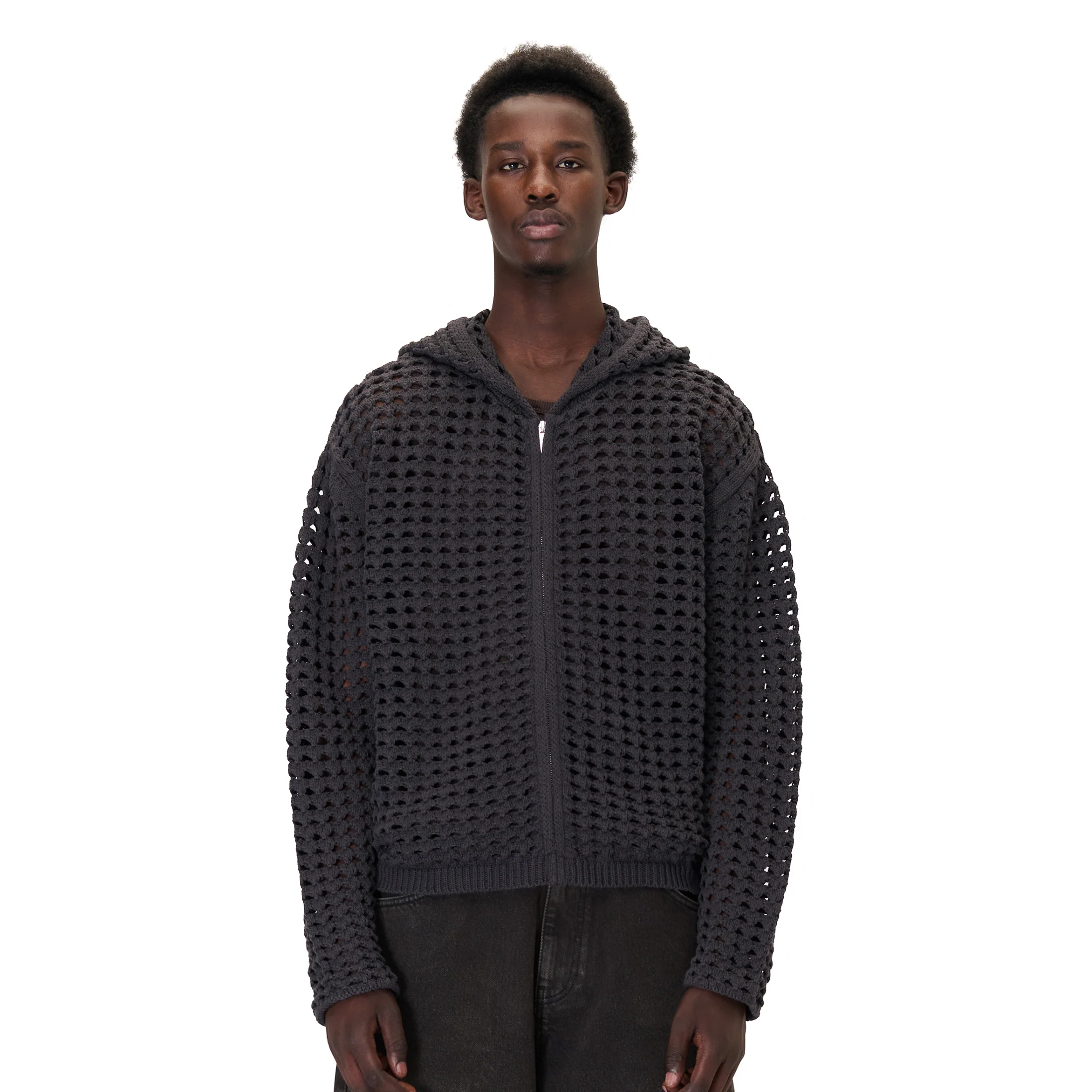 "aziza" crochet zip up anthracite - Image 6