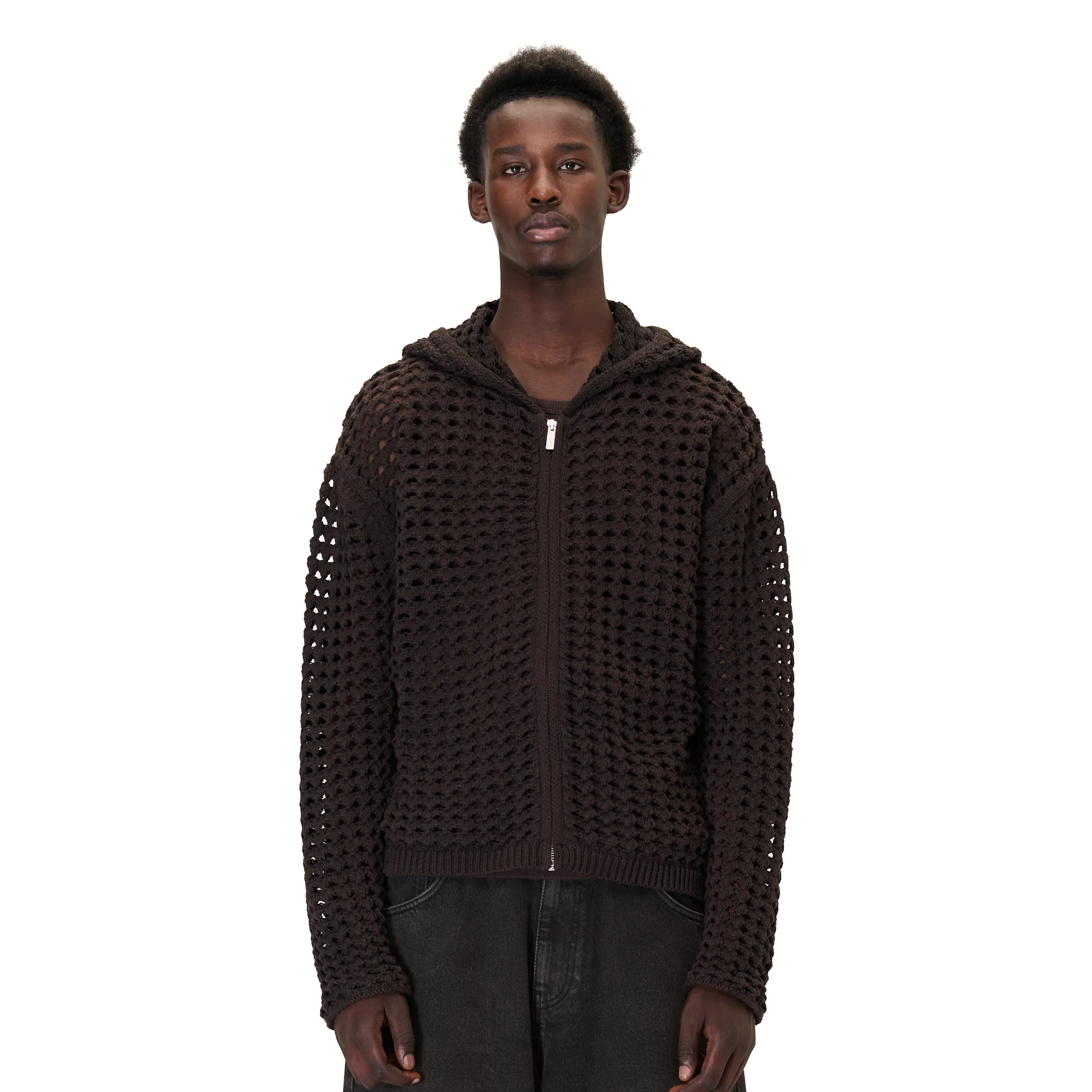 "aziza" crochet zip up brown - Image 6
