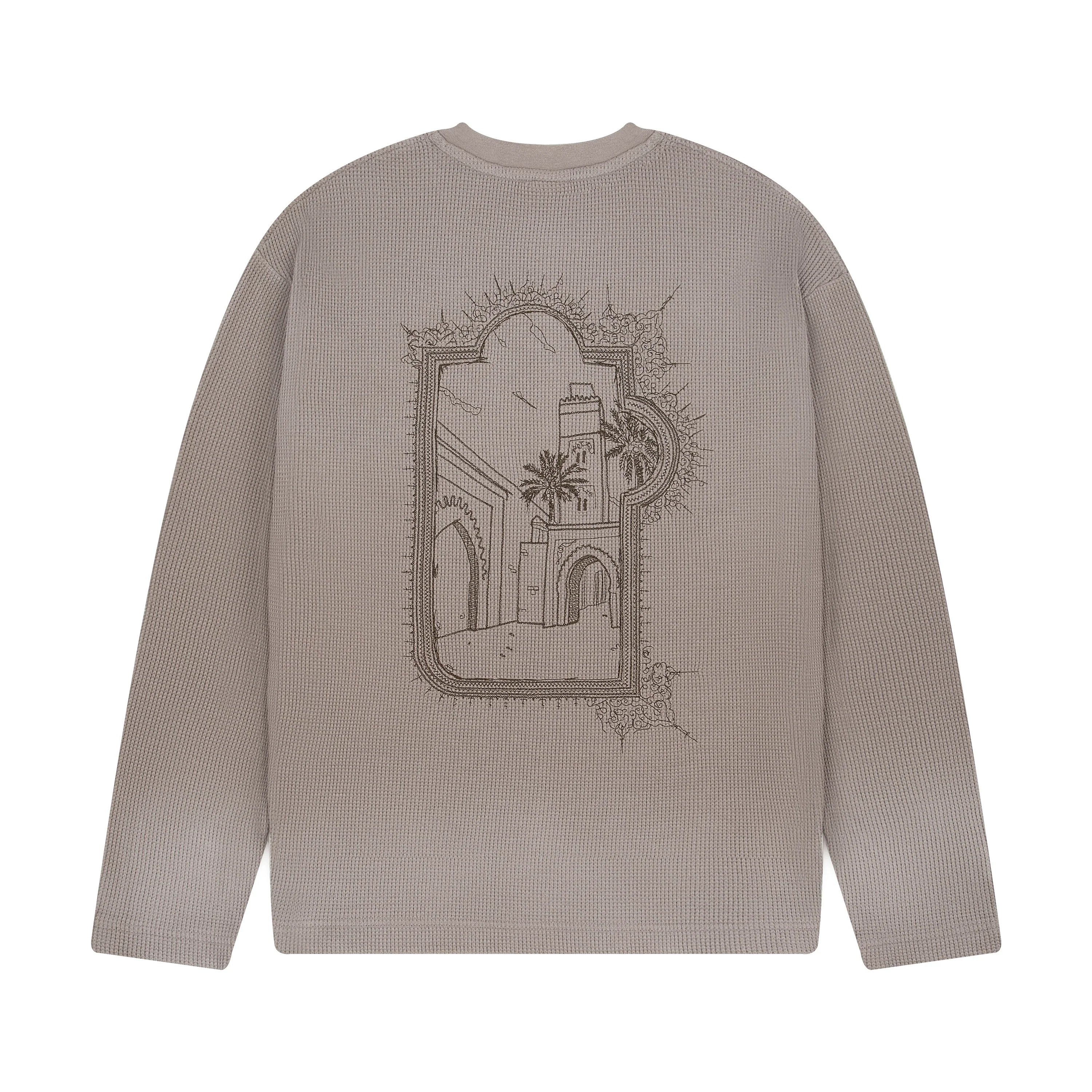 "aziza" waffle Longsleeve taupe