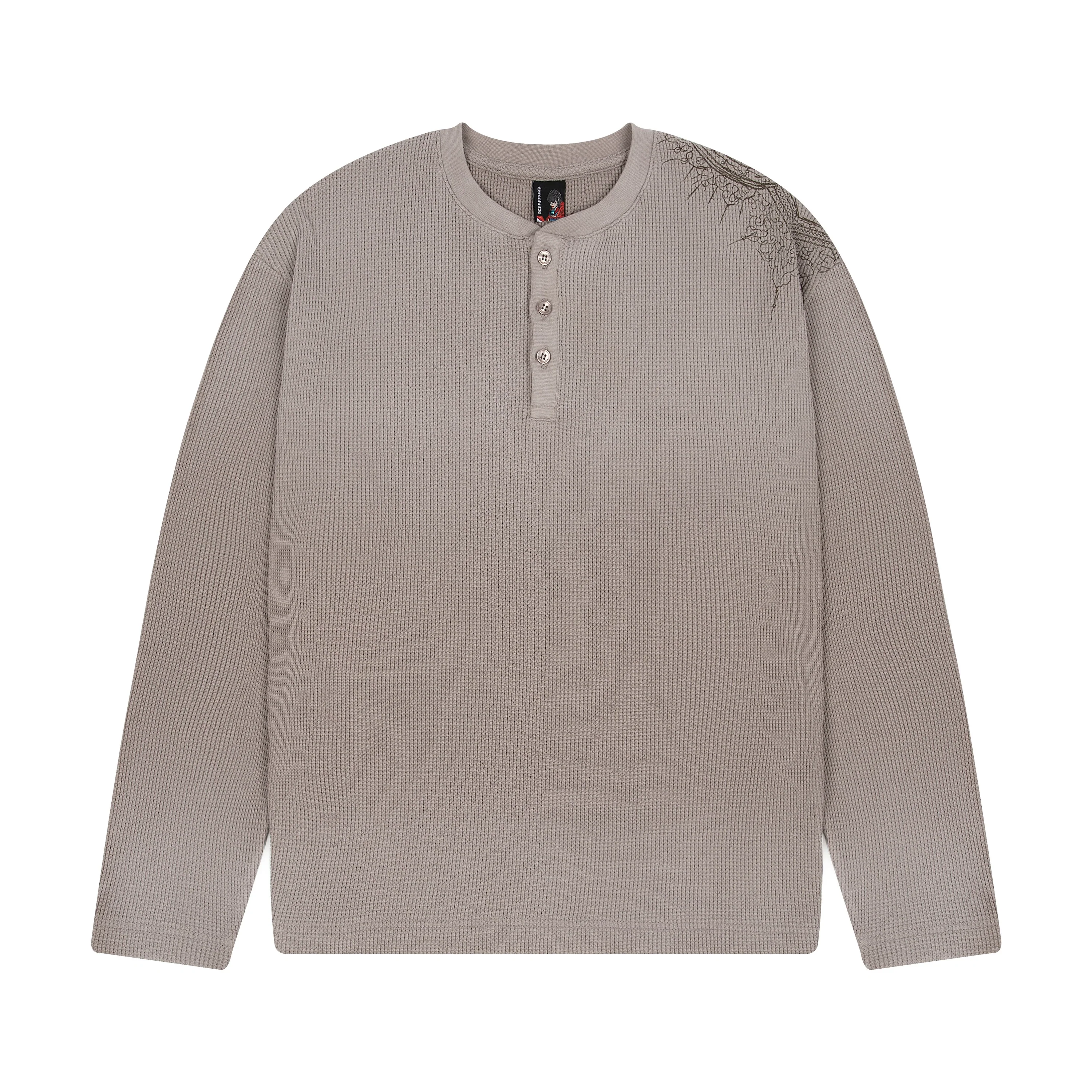 "aziza" waffle Longsleeve taupe - Image 2