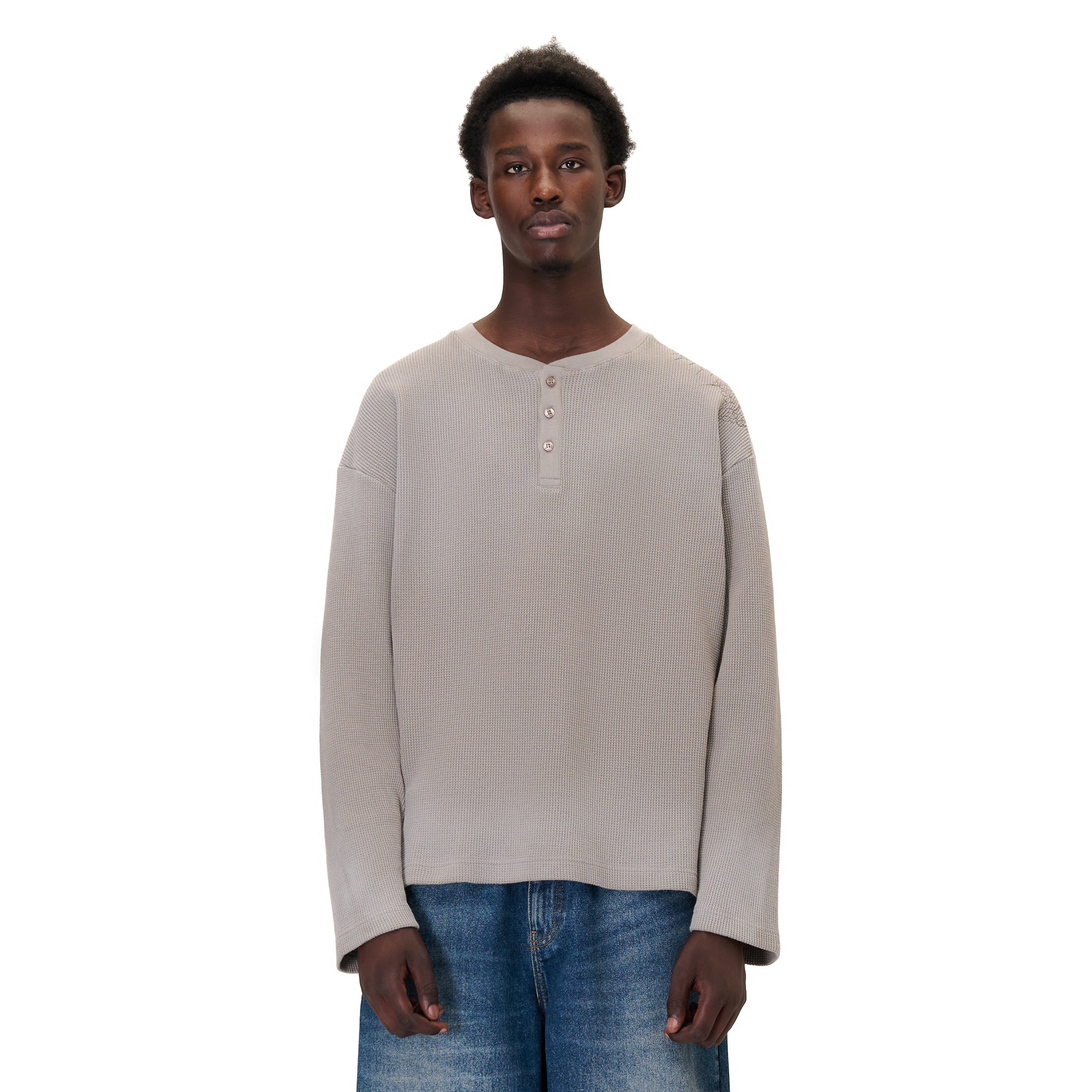 "aziza" waffle Longsleeve taupe - Image 6