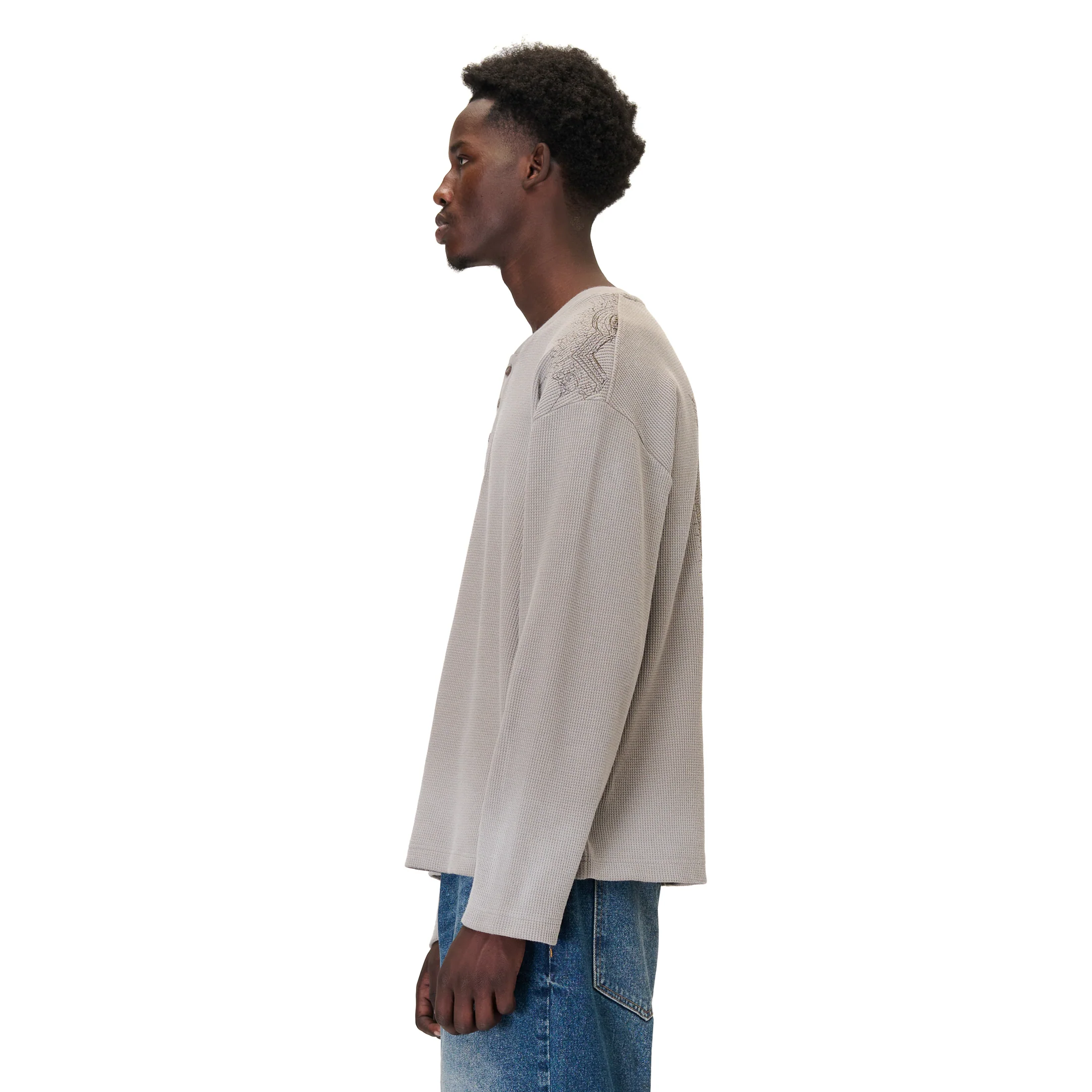 "aziza" waffle Longsleeve taupe - Image 7