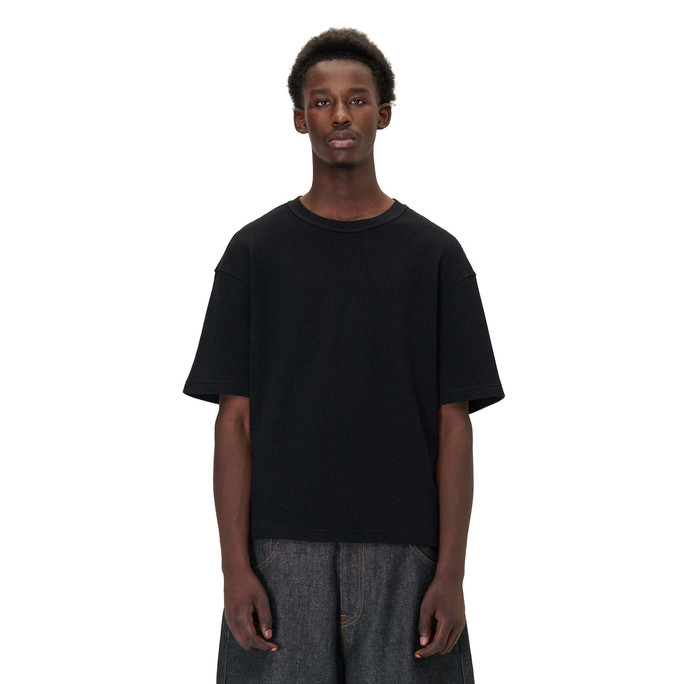 "aziza" waffle T Shirt black - Image 5