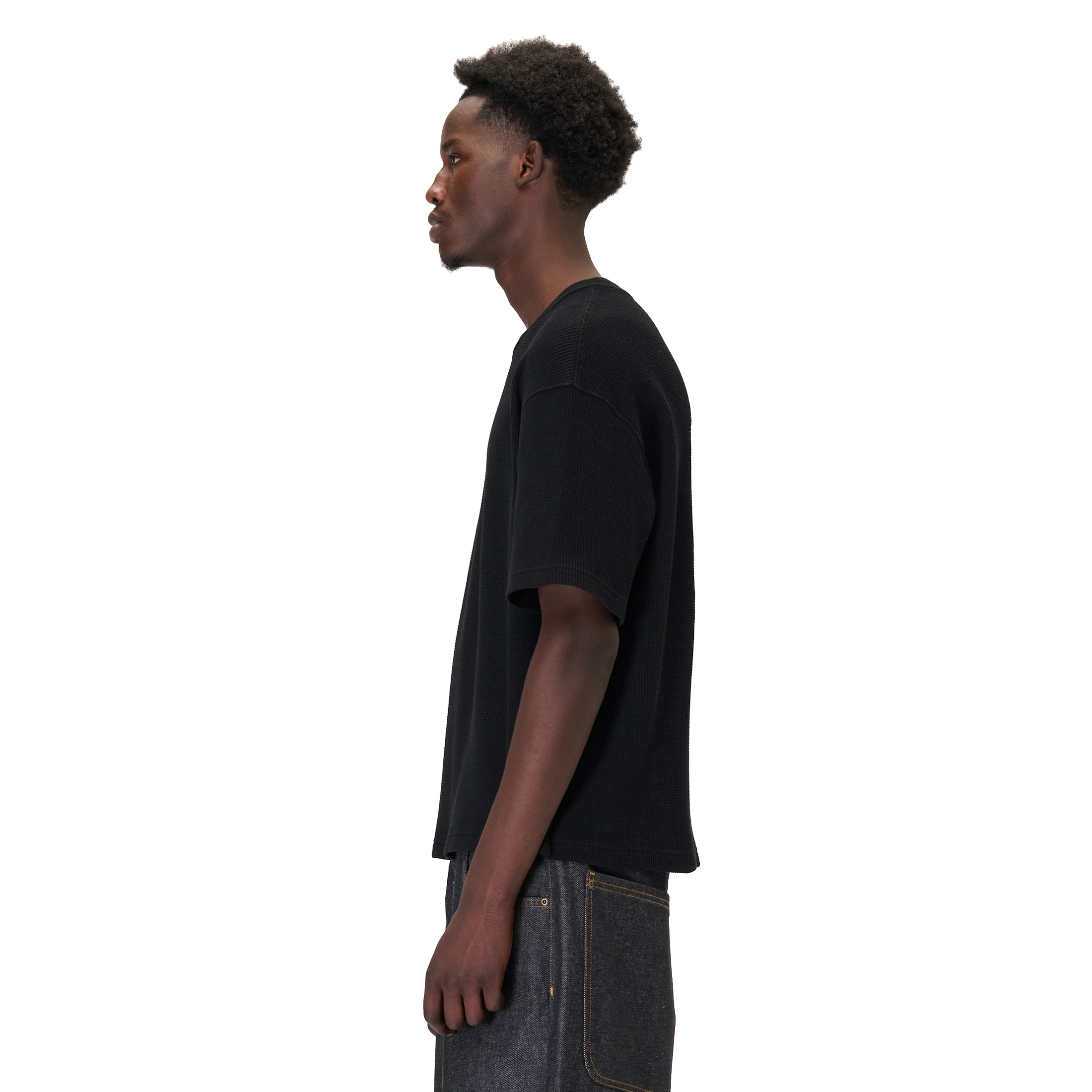 "aziza" waffle T Shirt black - Image 6