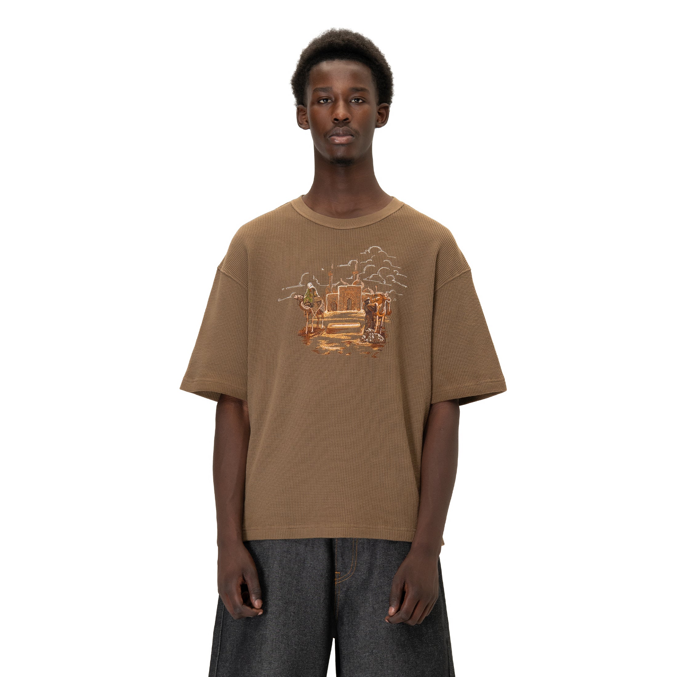 "aziza" waffle T Shirt brown - Image 5