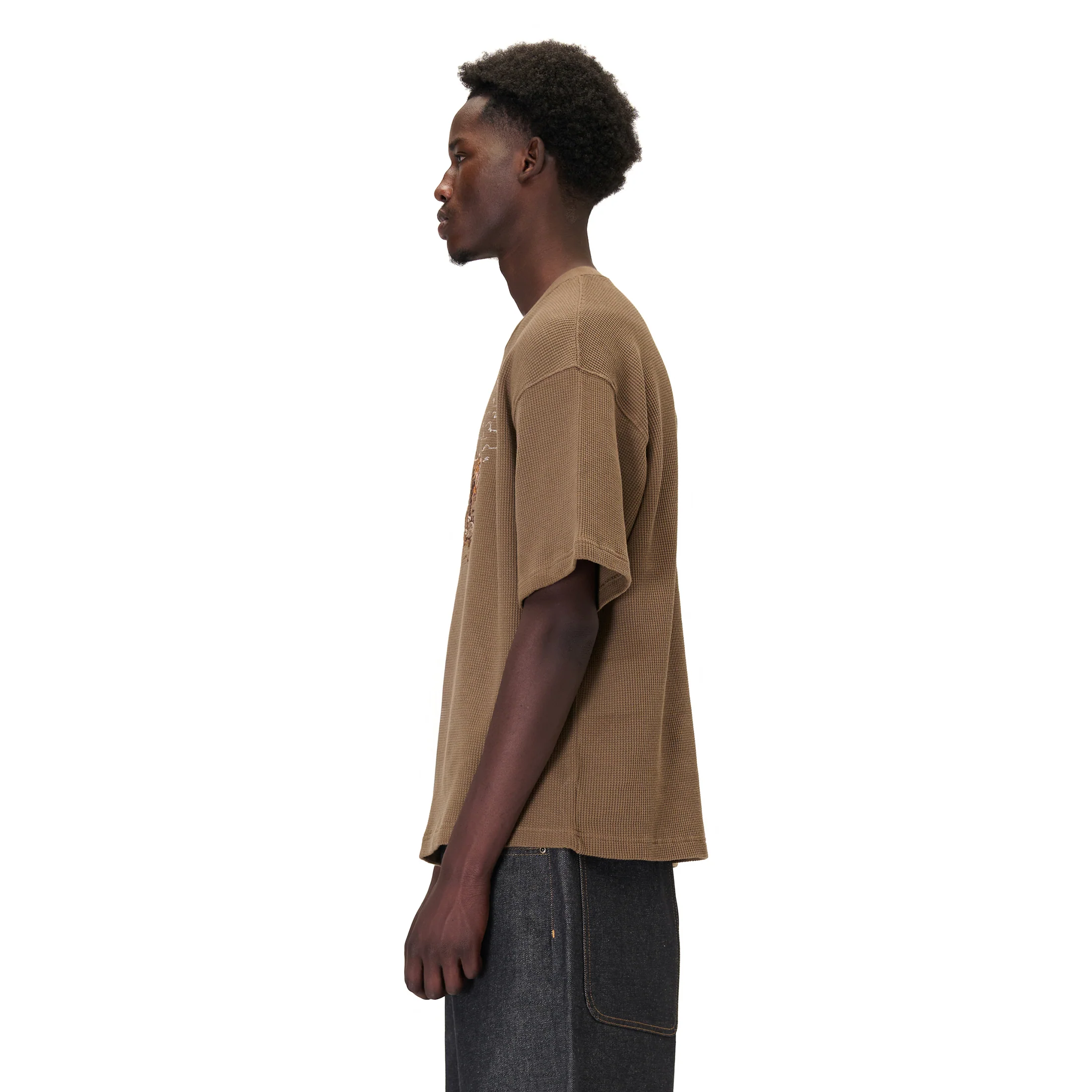 "aziza" waffle T Shirt brown - Image 6