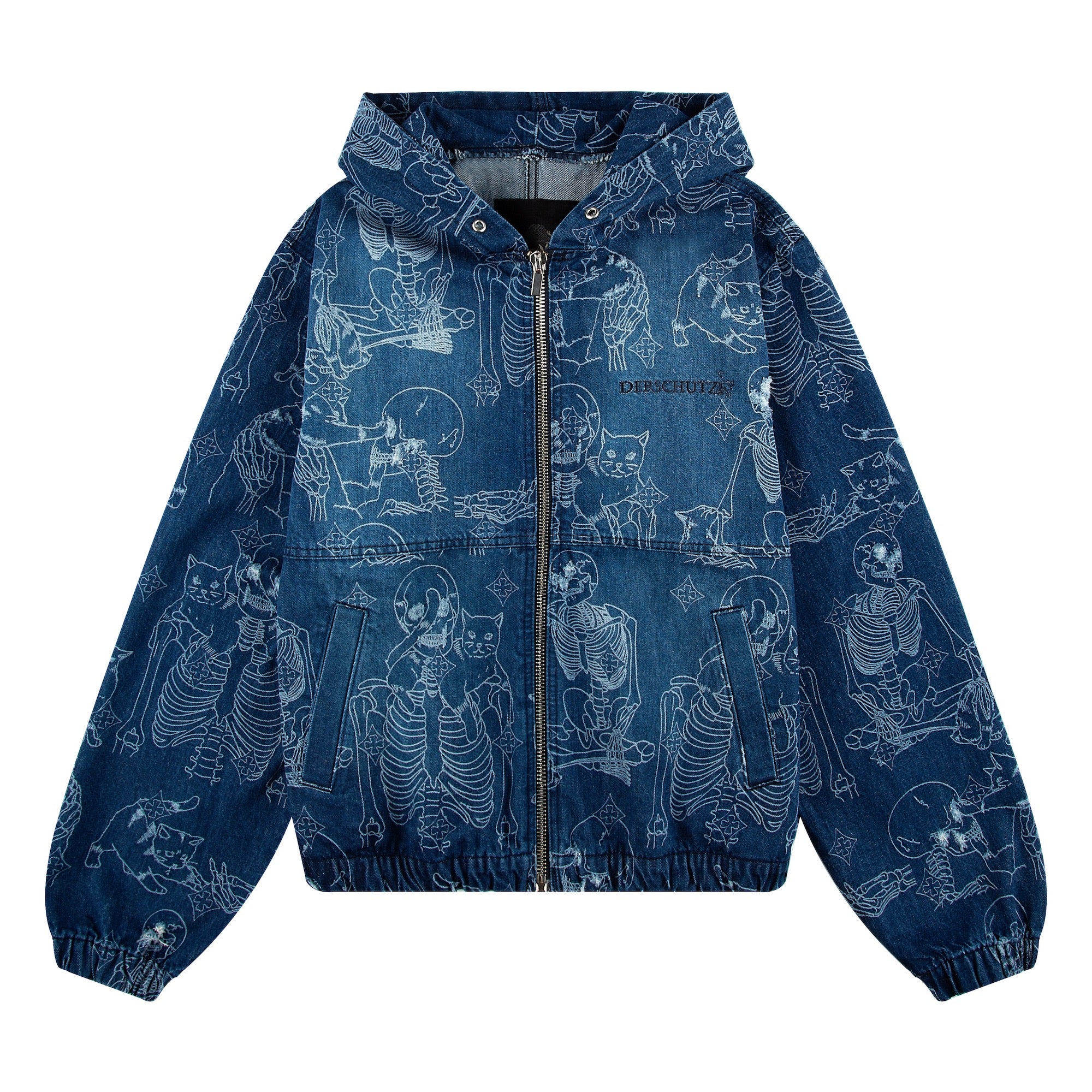"best friends" denim Zip Up