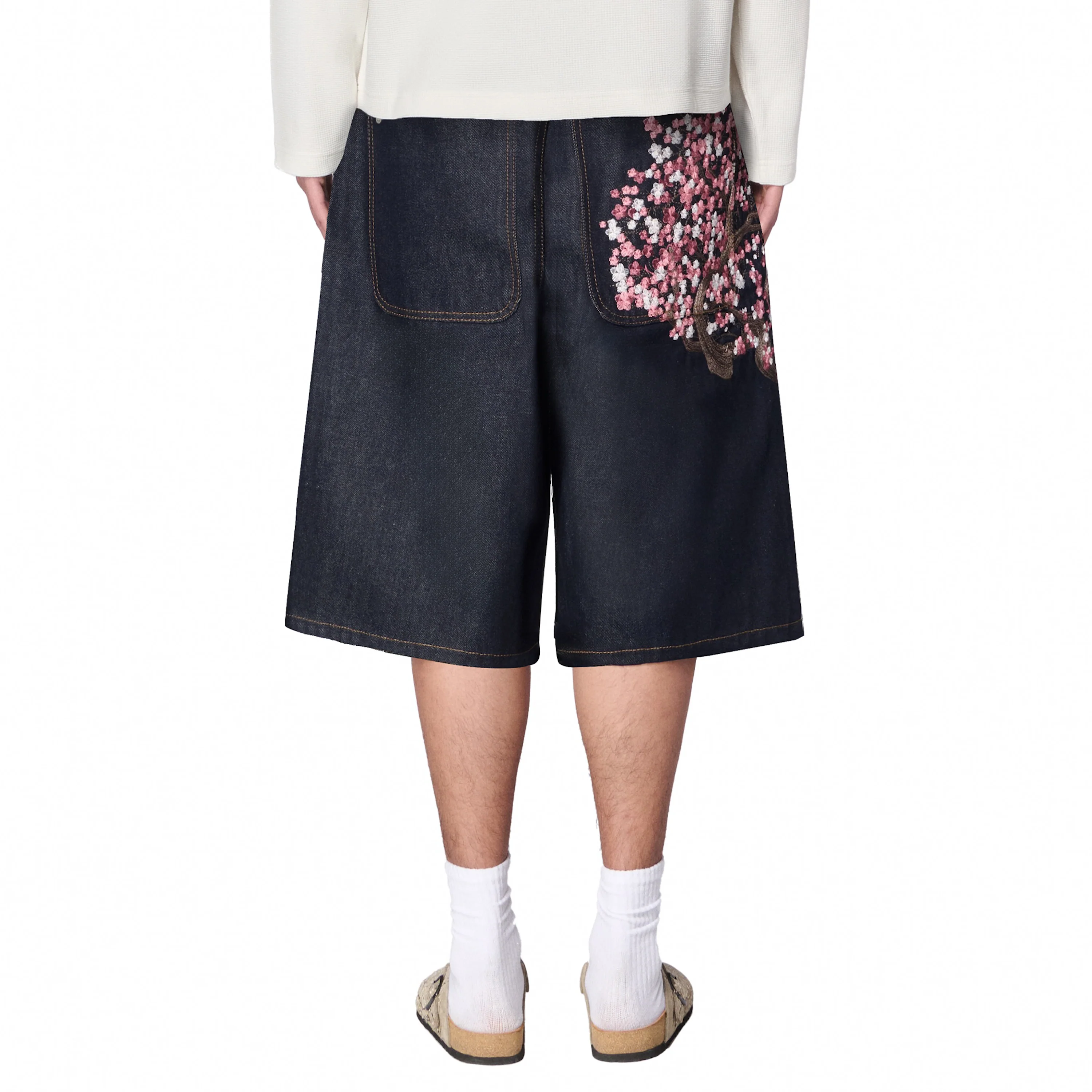 "blossom" indigo raw Jorts - Image 10
