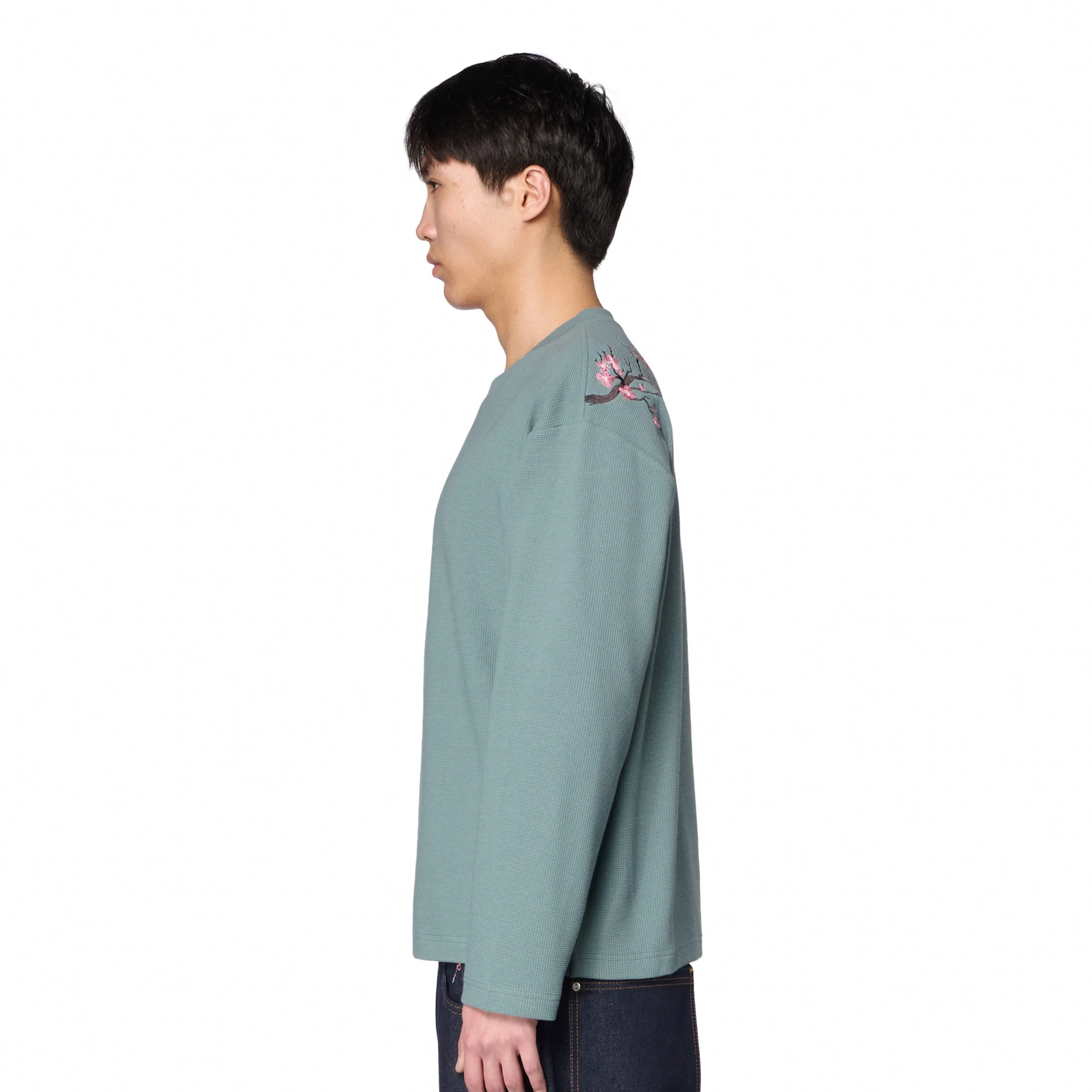 "blossom" waffle Longsleeve blue - Image 6