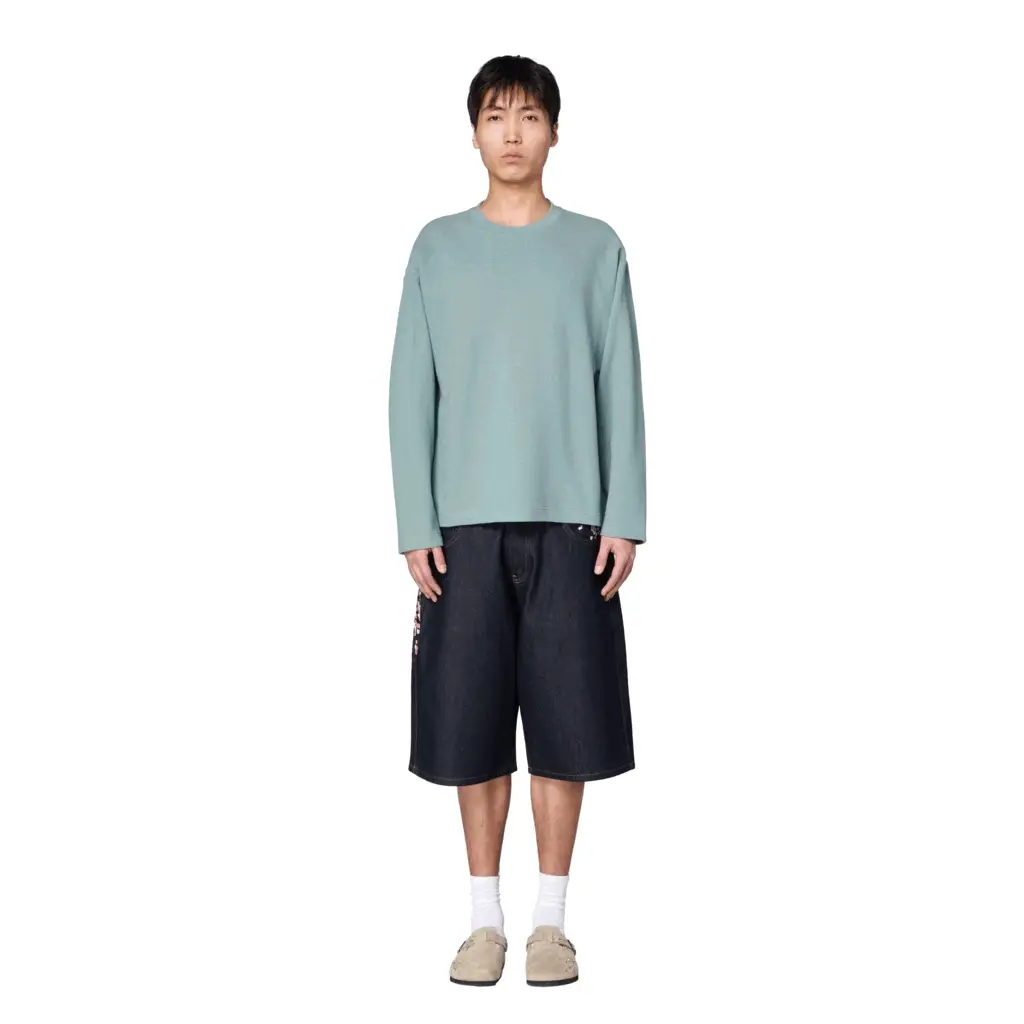 "blossom" waffle Longsleeve blue - Image 8