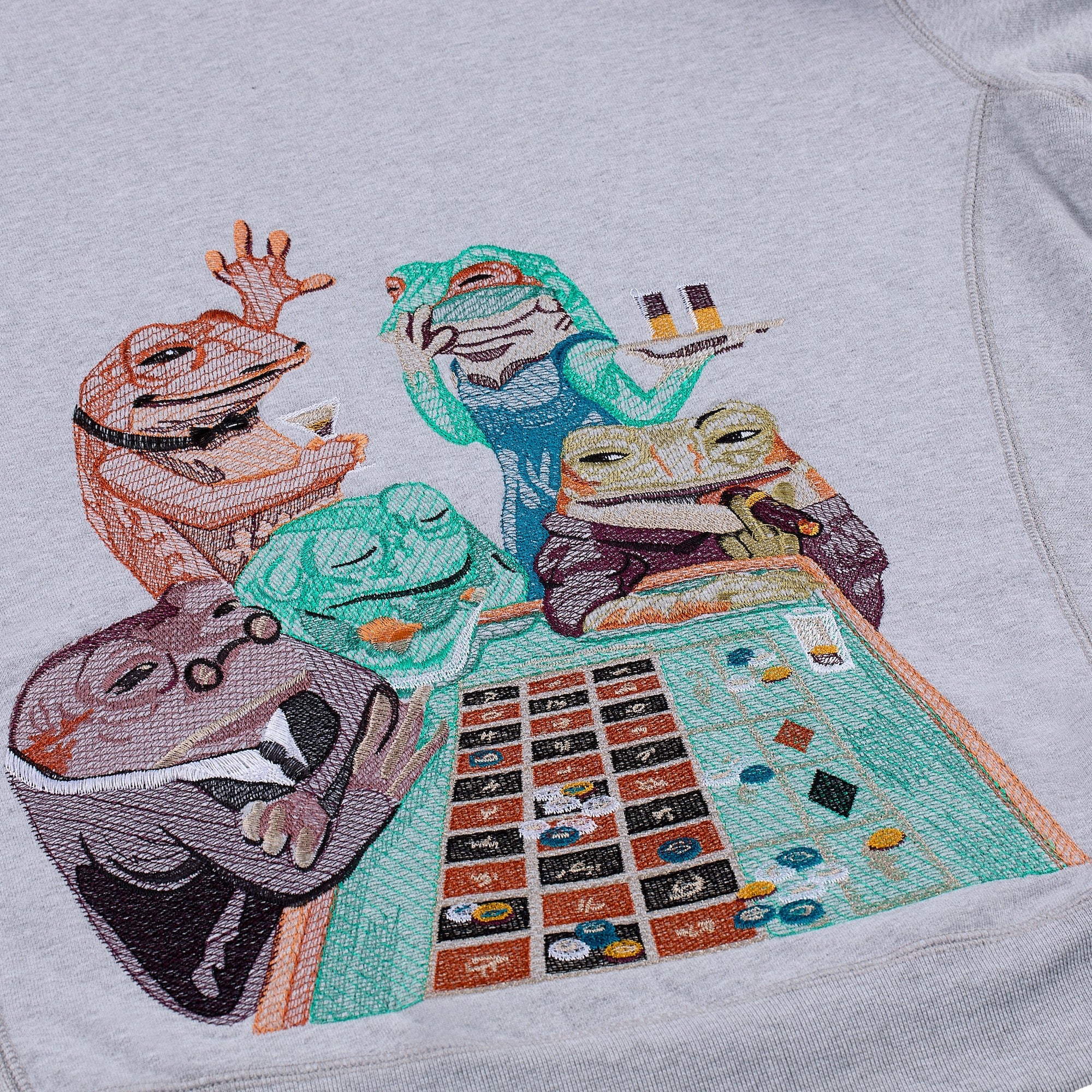"casino frog" Hoodie grey melange - Image 4