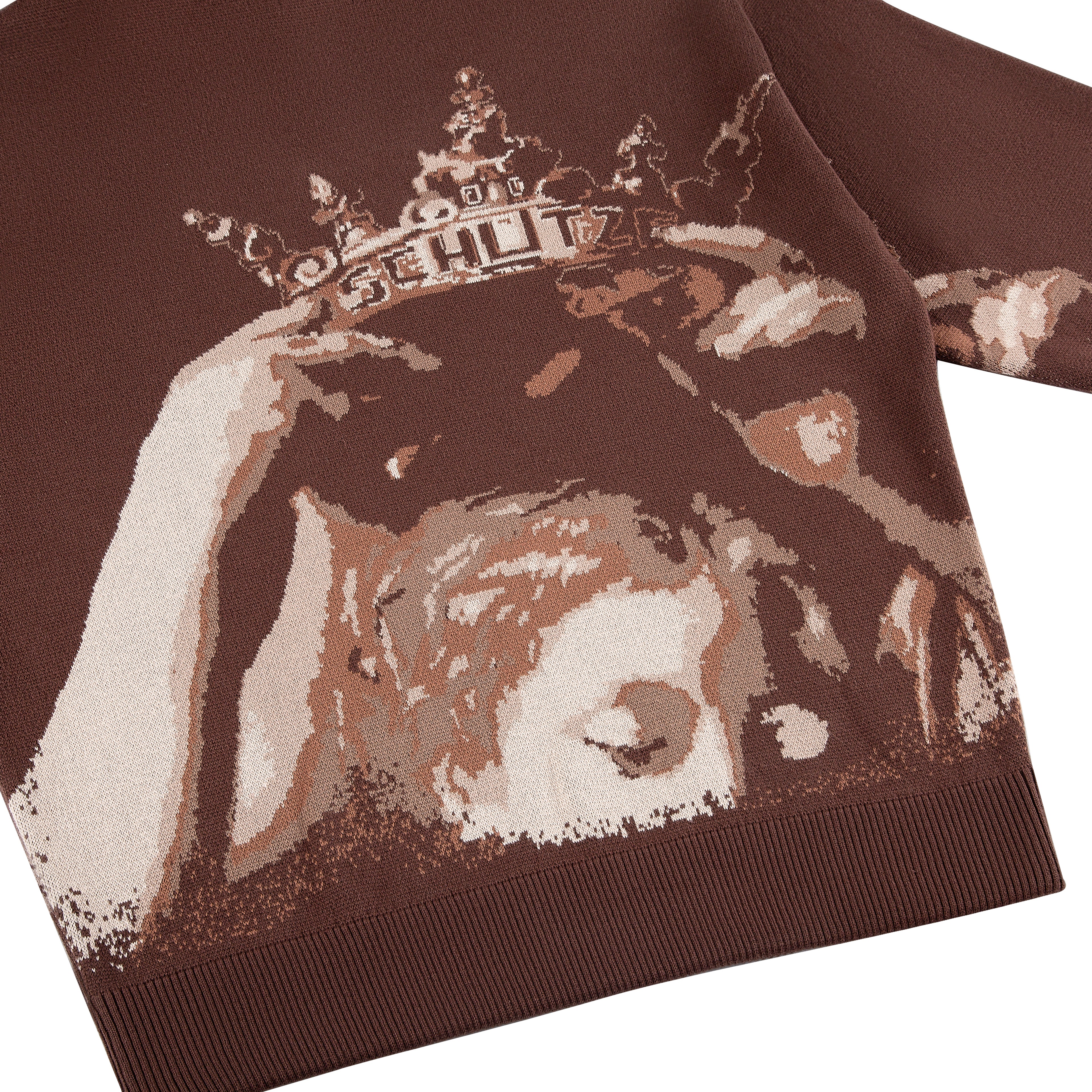 "awakening" knit Hoodie brown - Image 5
