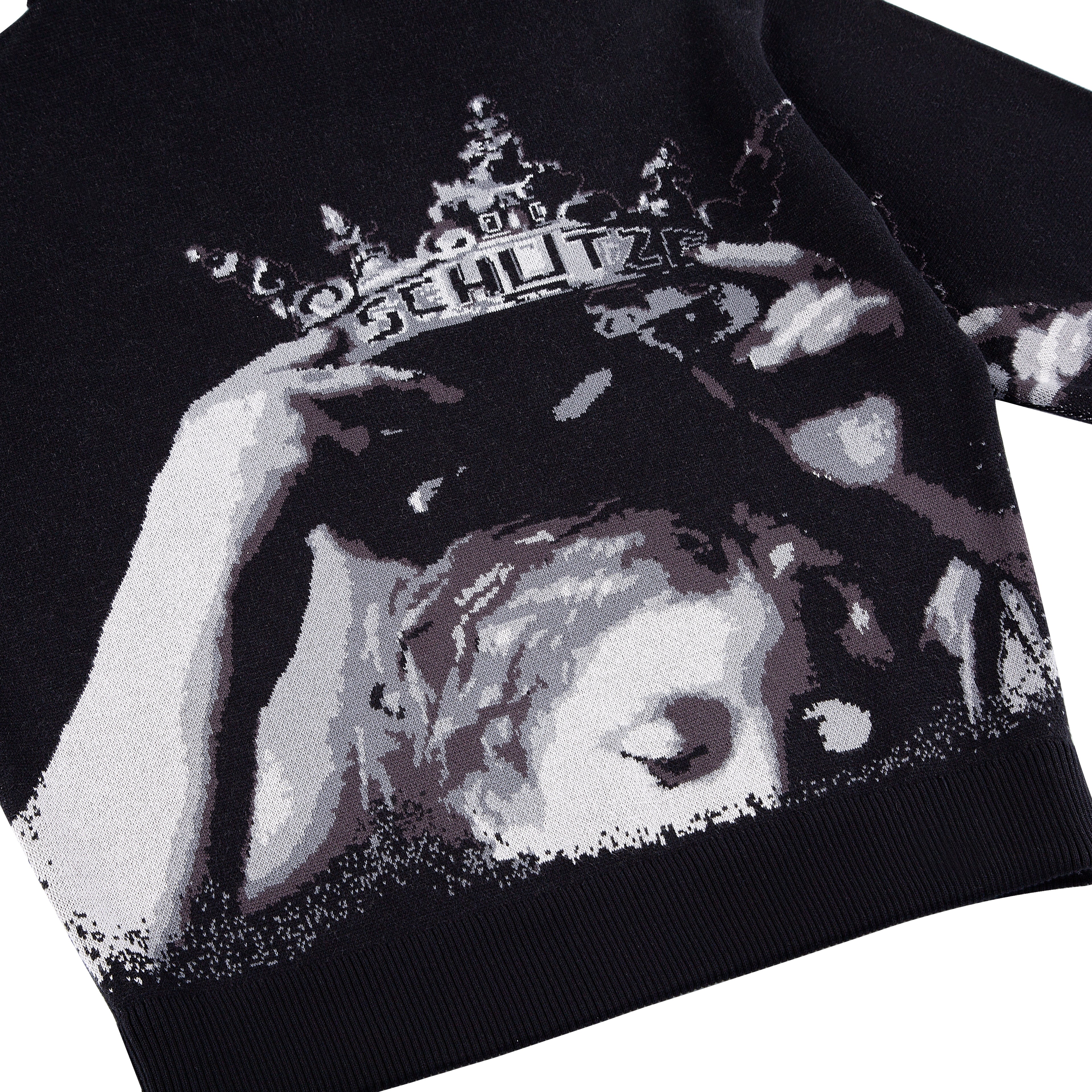 "awakening" knit Hoodie black - Image 3