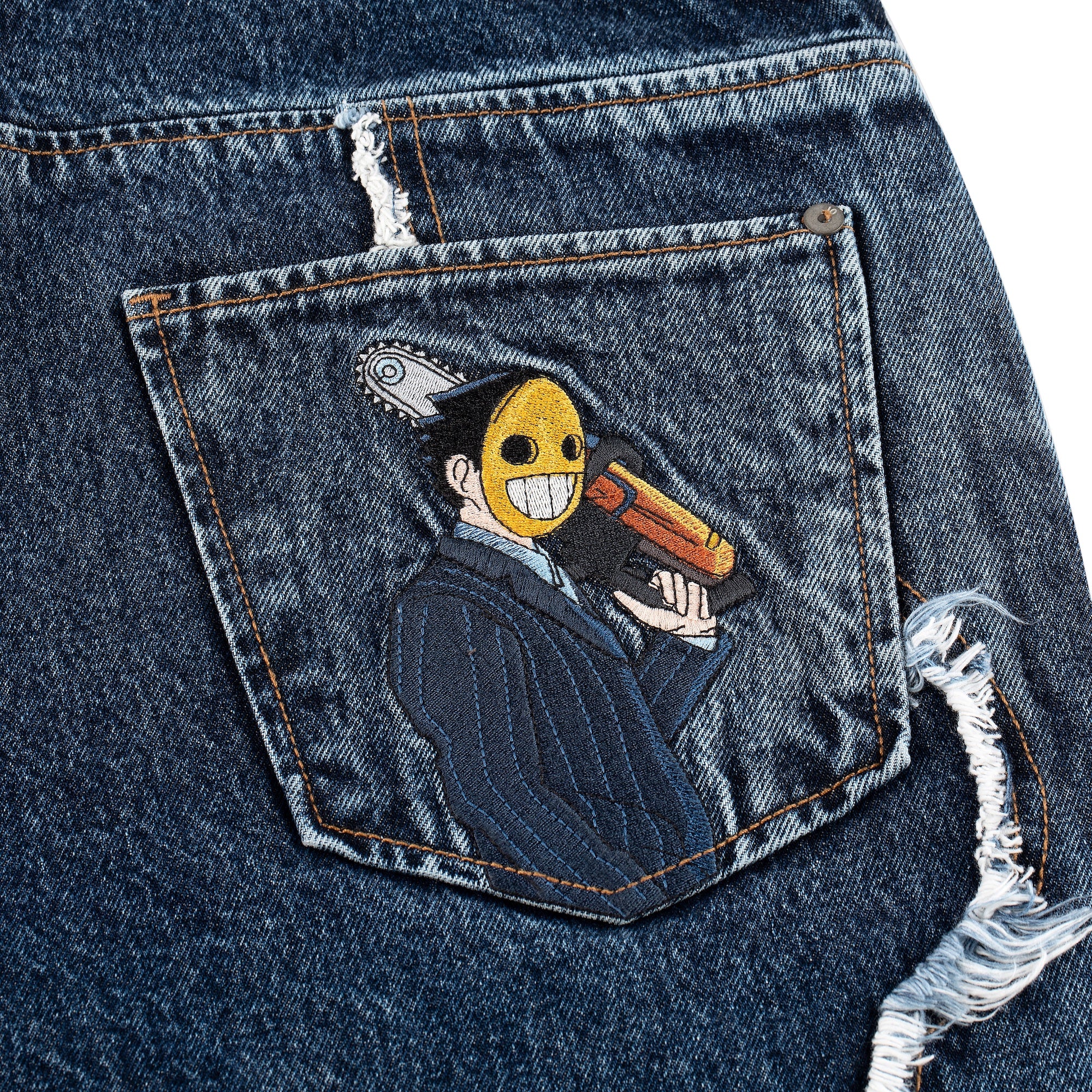 "faces" denim raw edged blue - Image 4