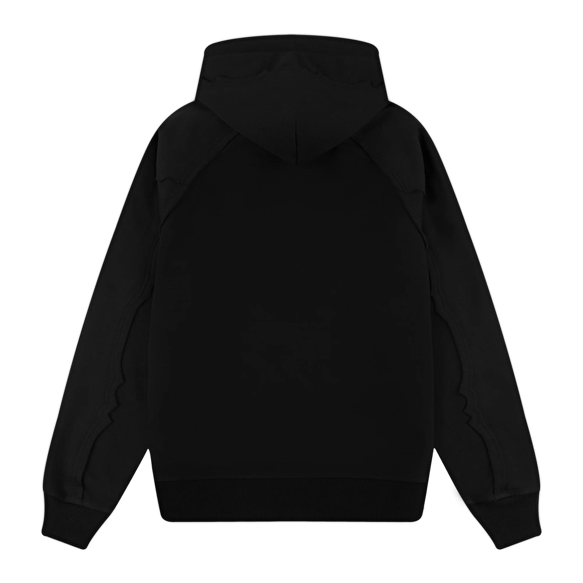 "faces" Hoodie raw edged black - Image 2