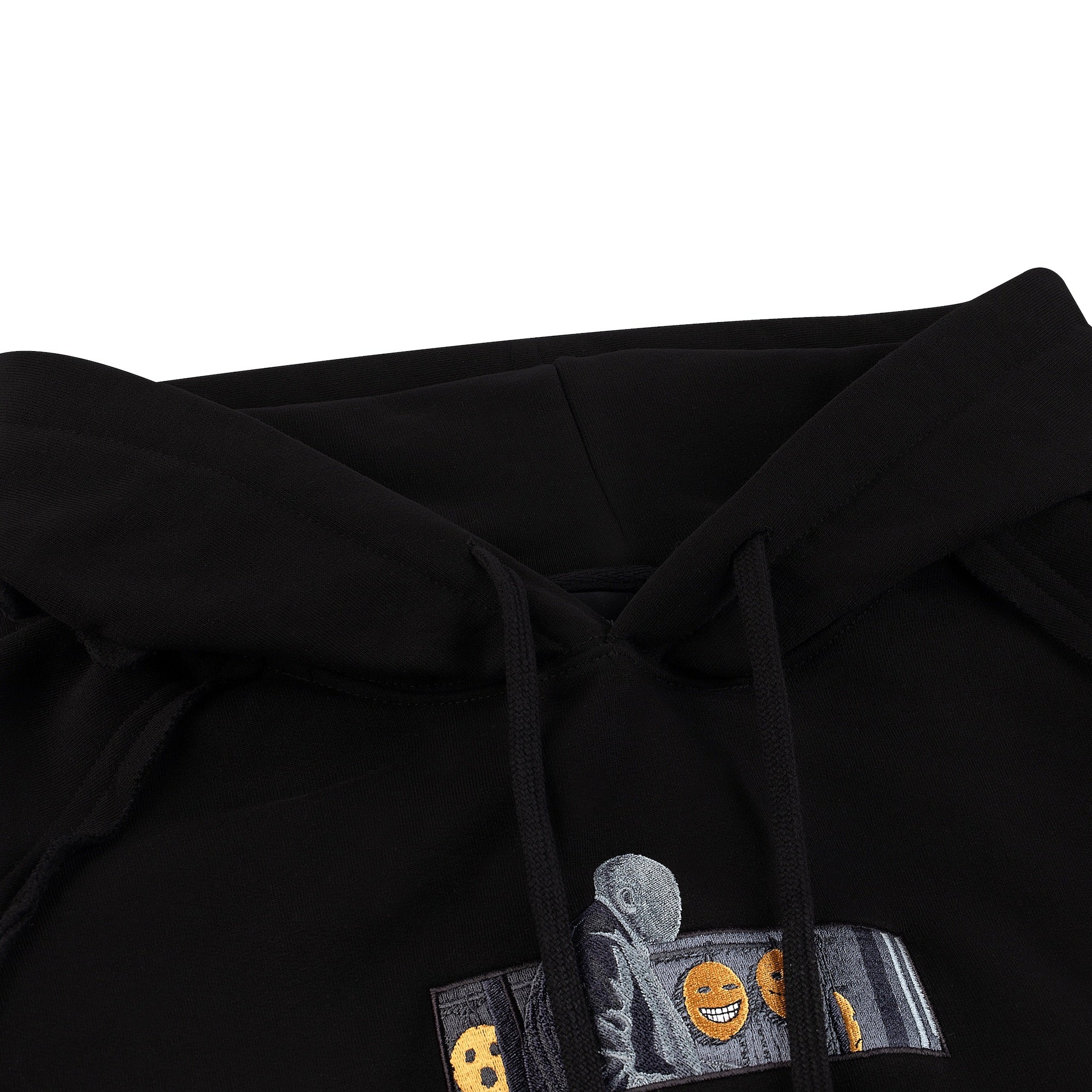 "faces" Hoodie raw edged black - Image 4