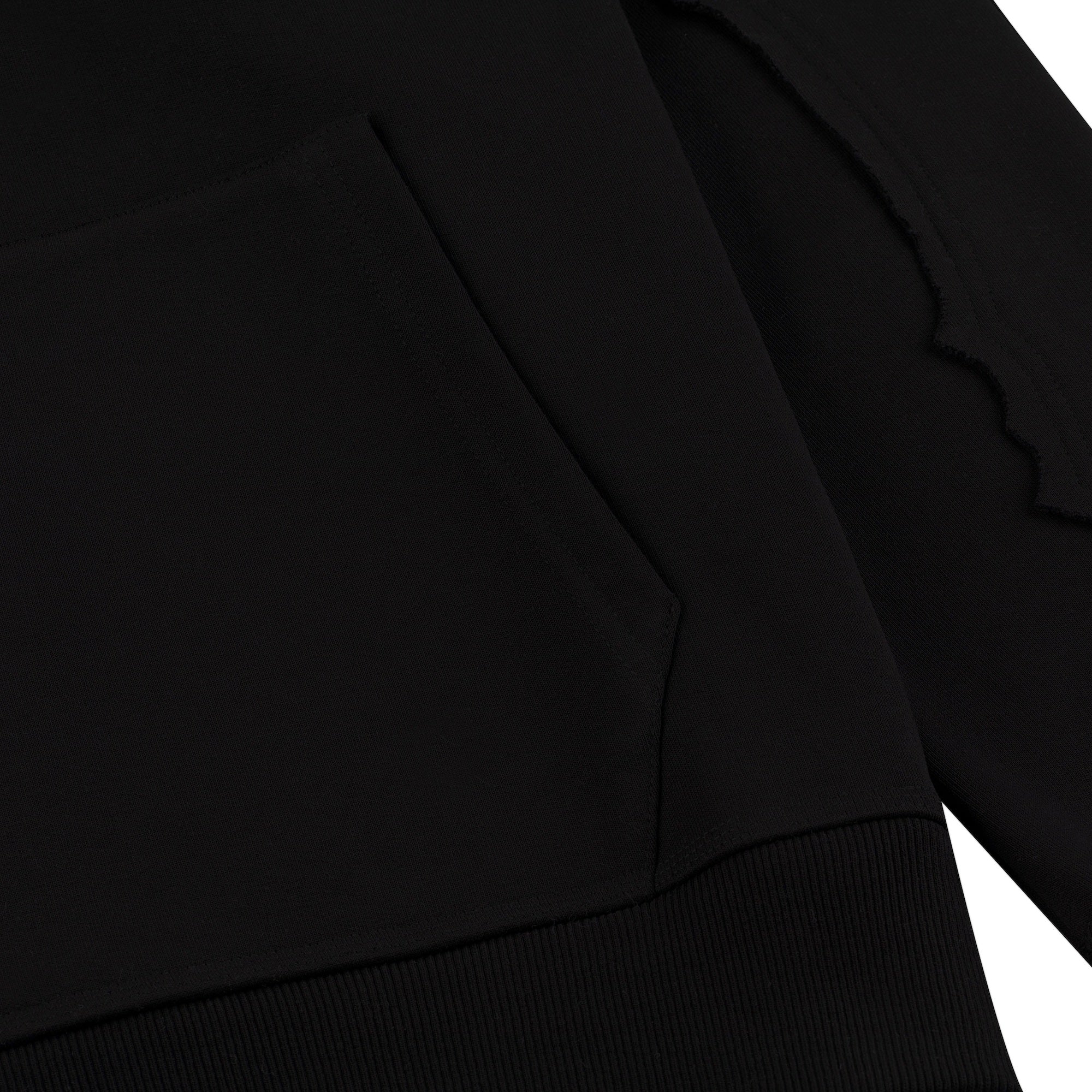 "faces" Hoodie raw edged black - Image 5