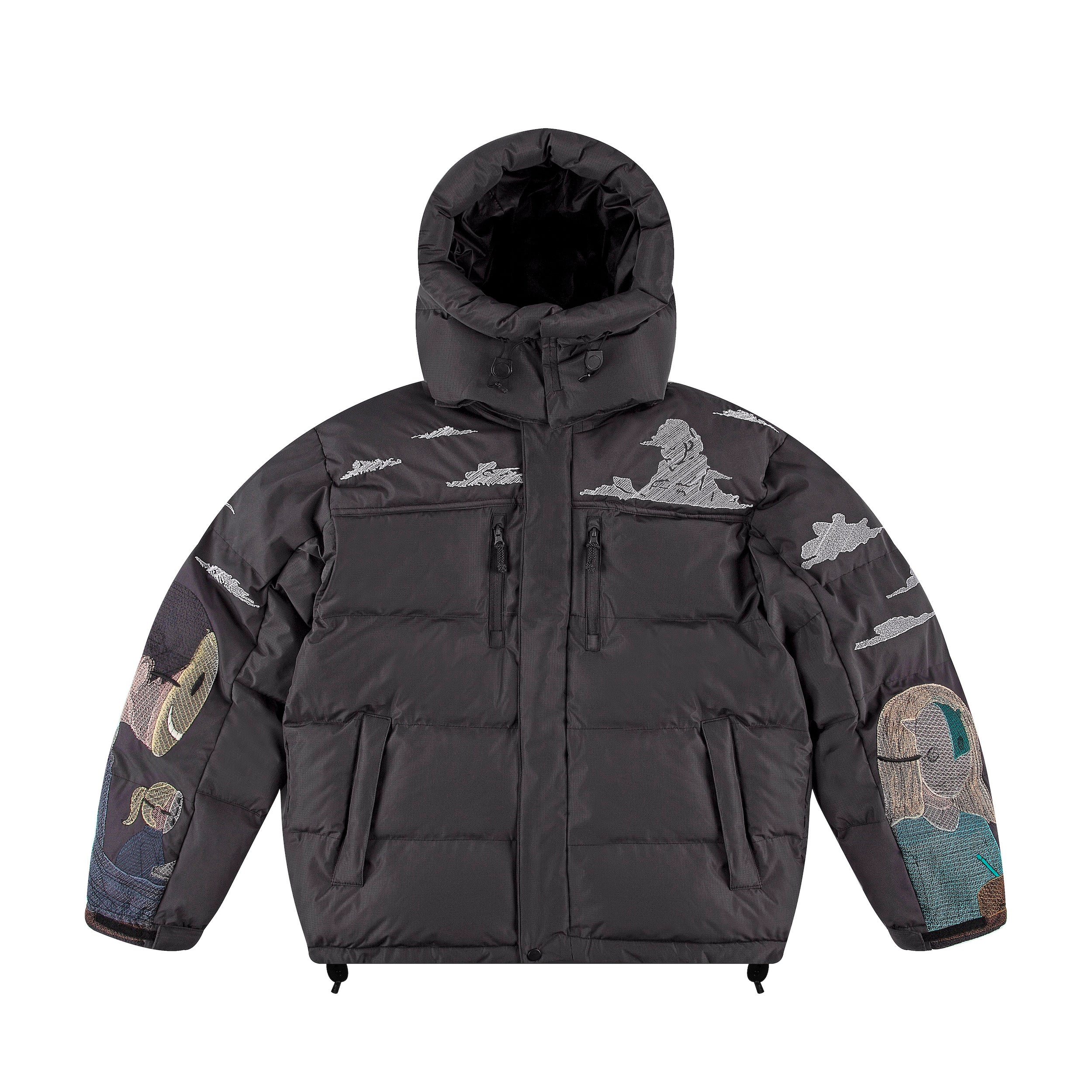 "faces" puffer jacket charcoal