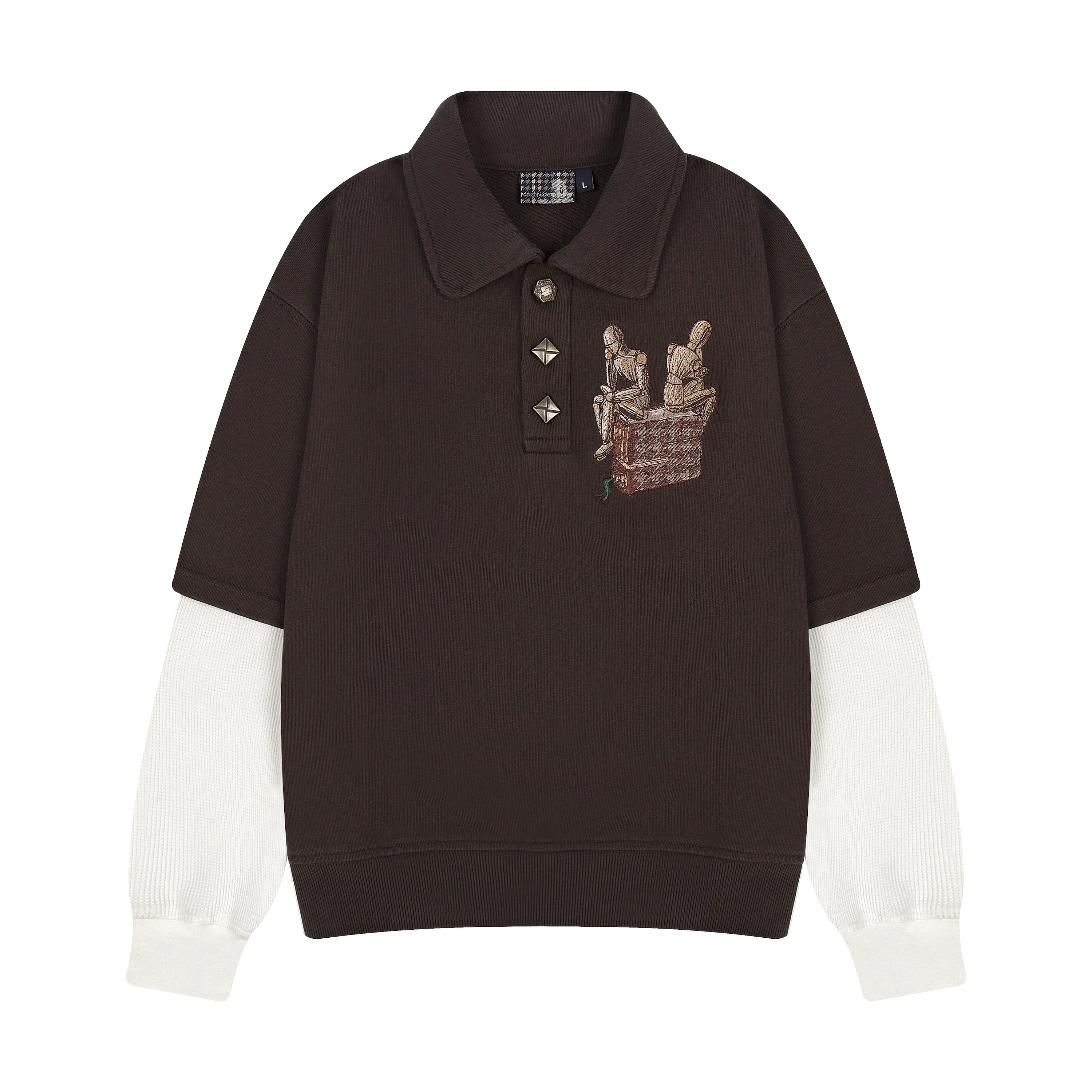 "gallery" layered Polo Sweatshirt dark brown