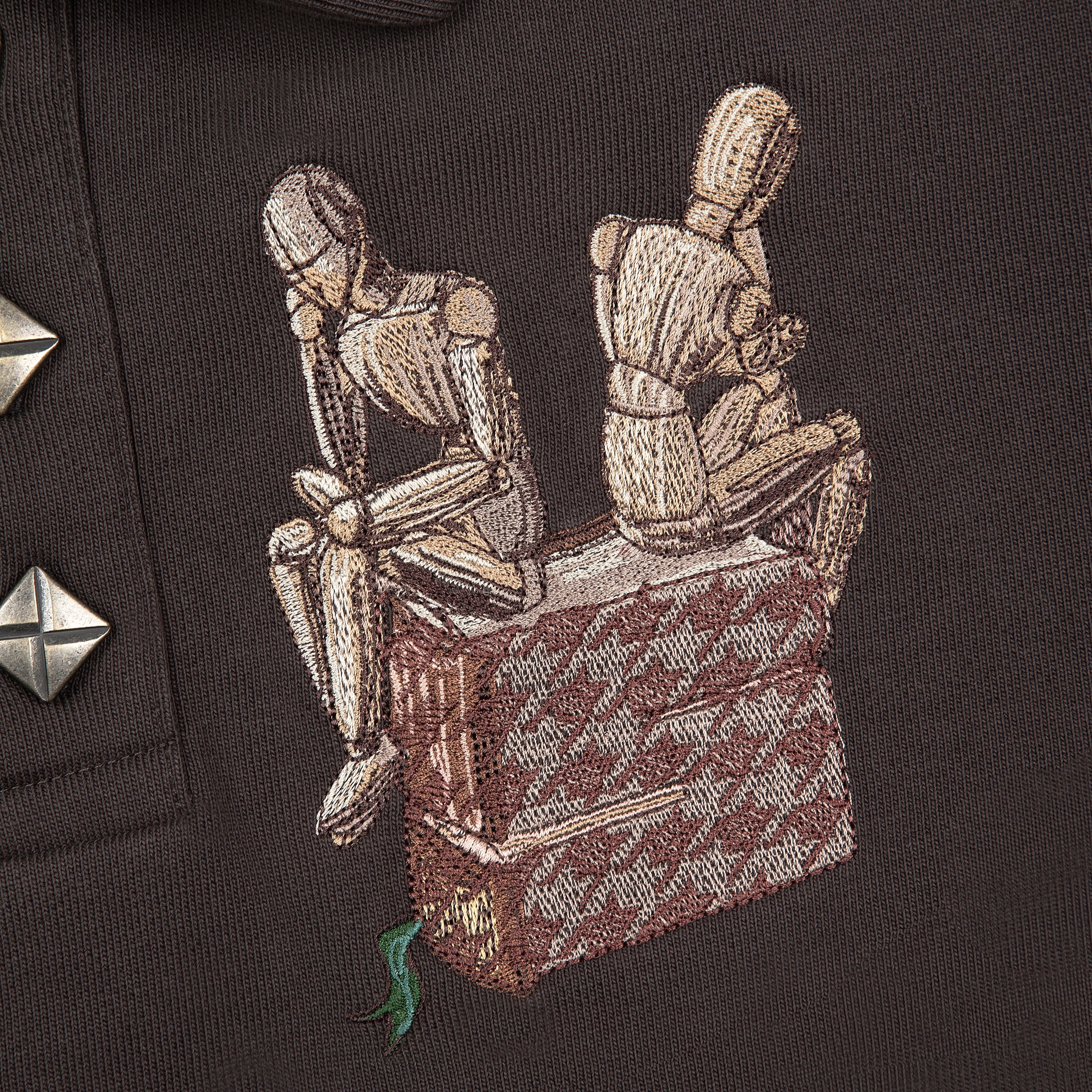 "gallery" layered Polo Sweatshirt dark brown - Image 4