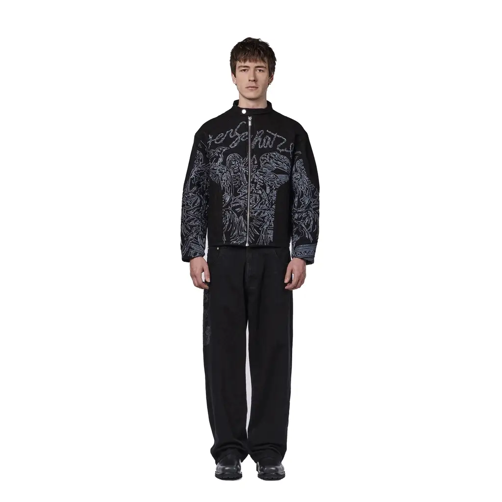 "hellboy" denim Biker jacket black - Image 12