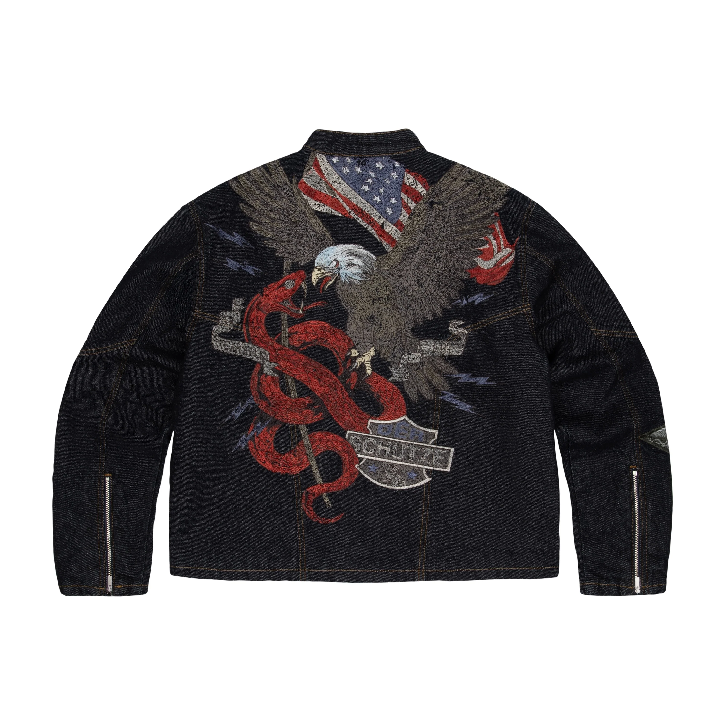 "hellboy" indigo raw denim Biker jacket