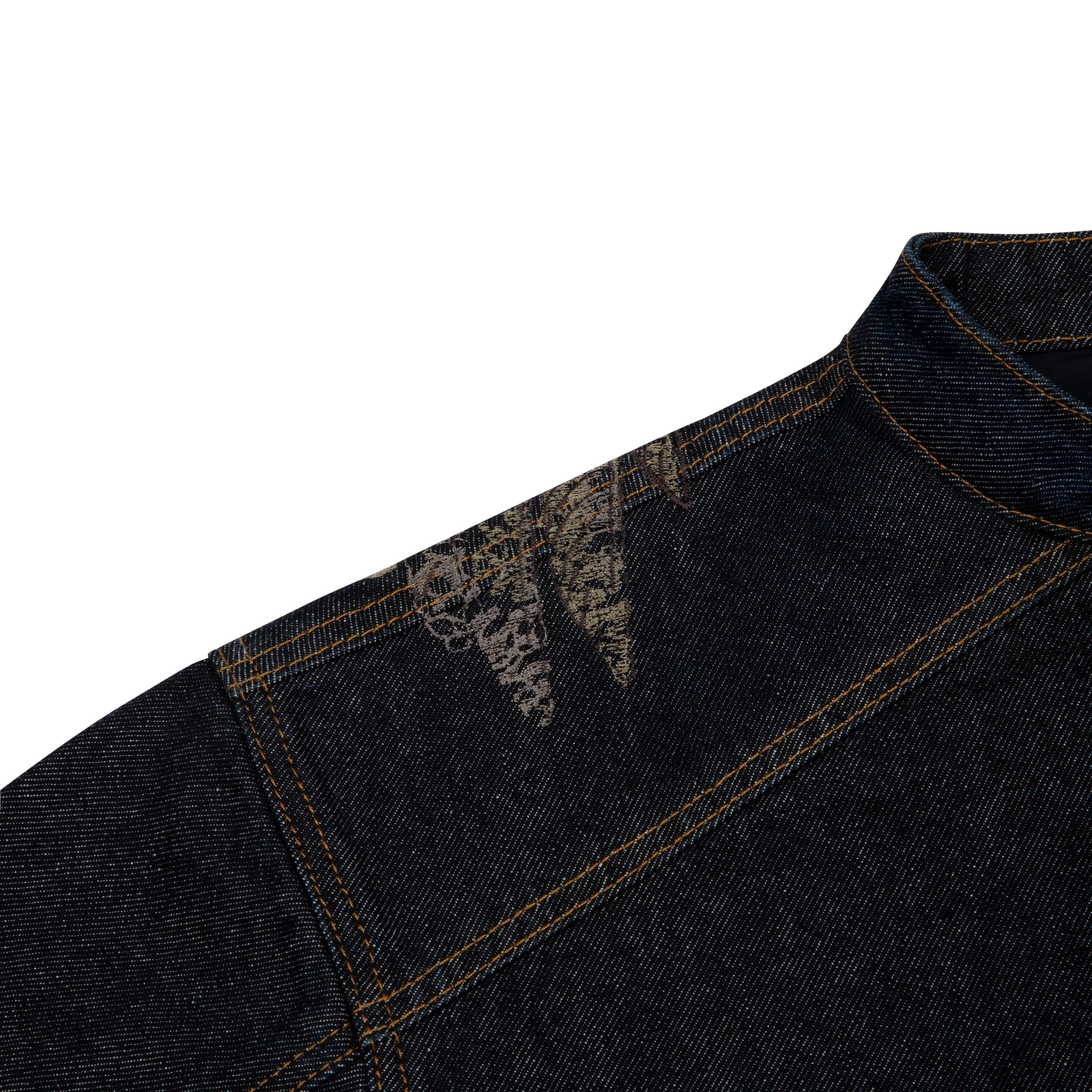 "hellboy" indigo raw denim Biker jacket - Image 4