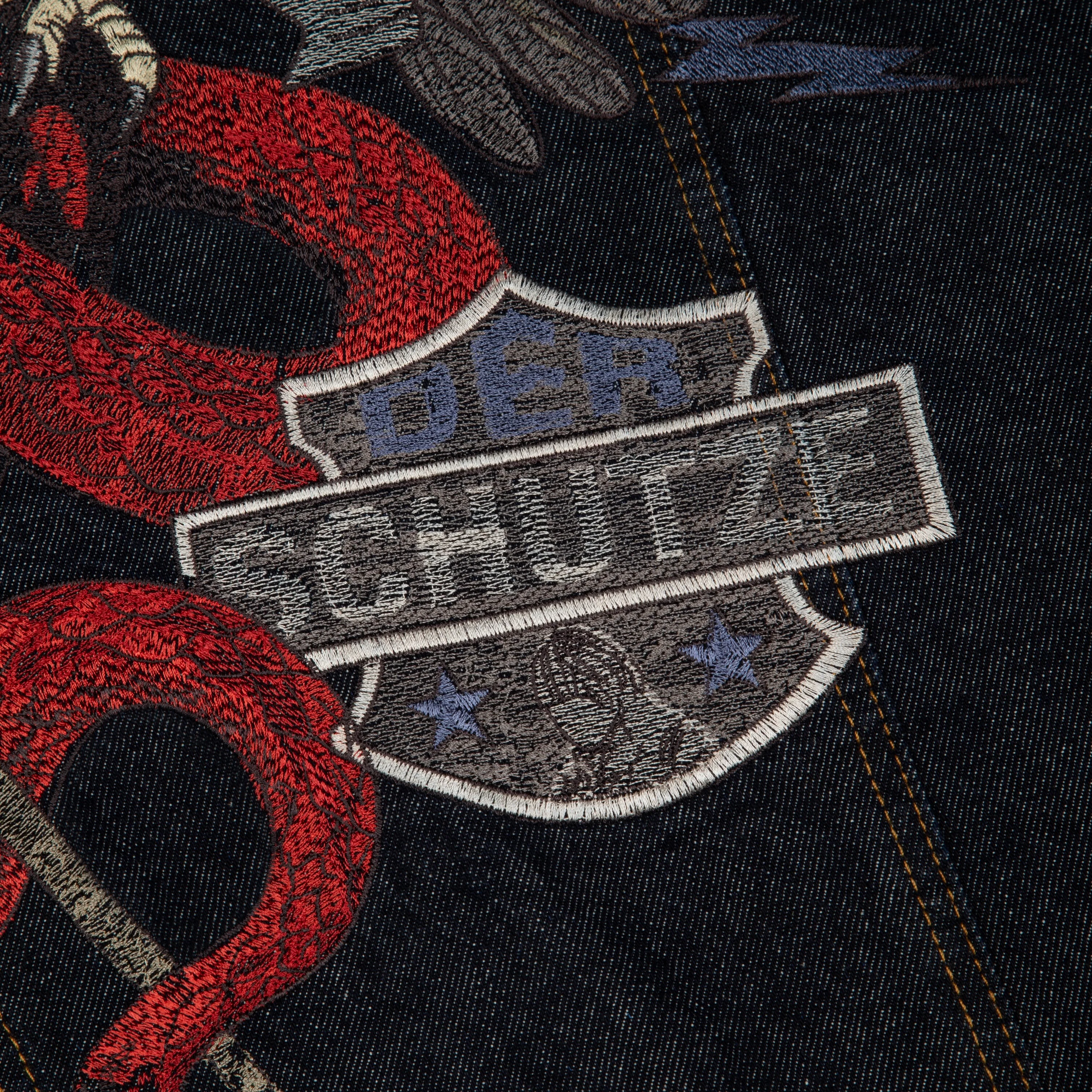 "hellboy" indigo raw denim Biker jacket - Image 7