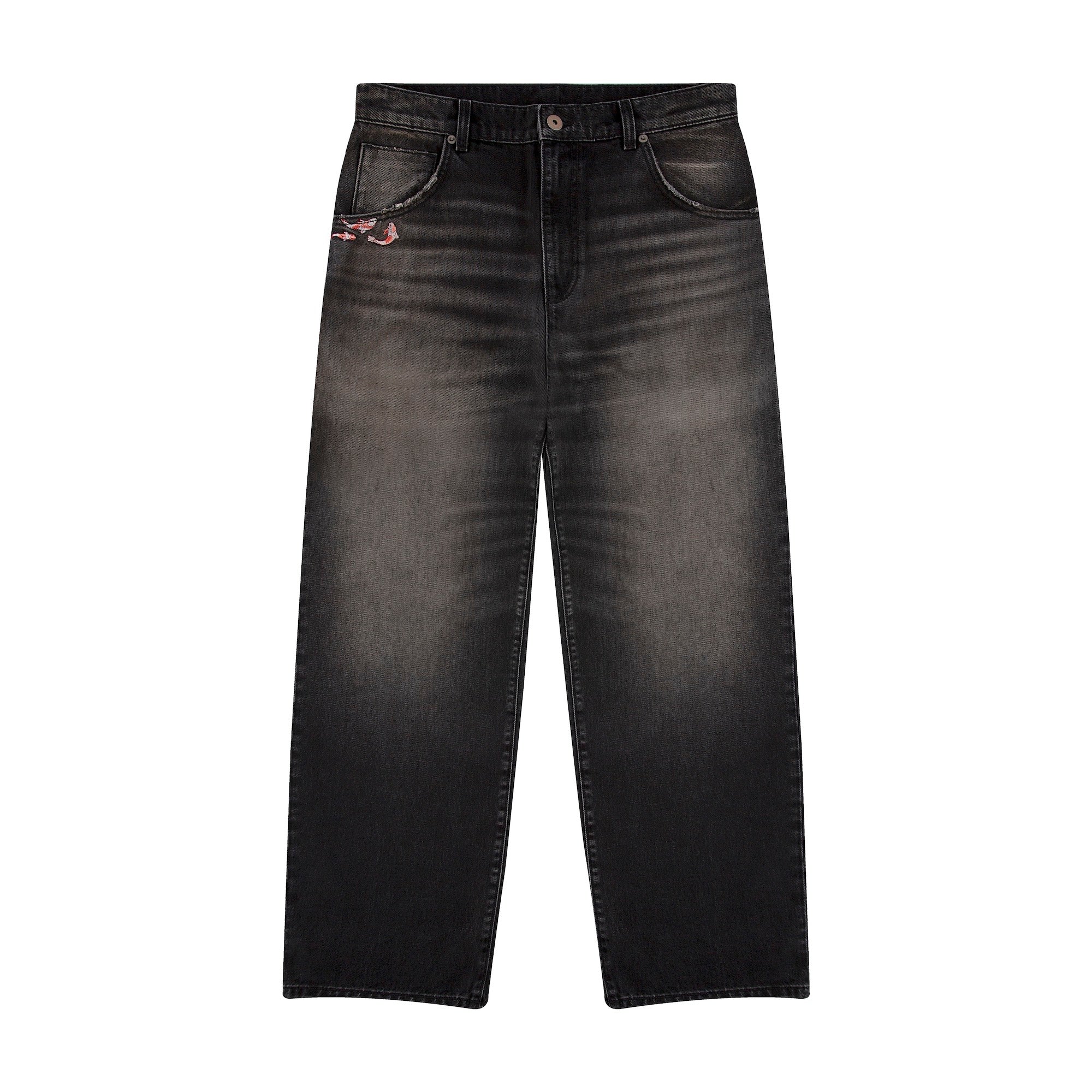 "koi fish" denim black