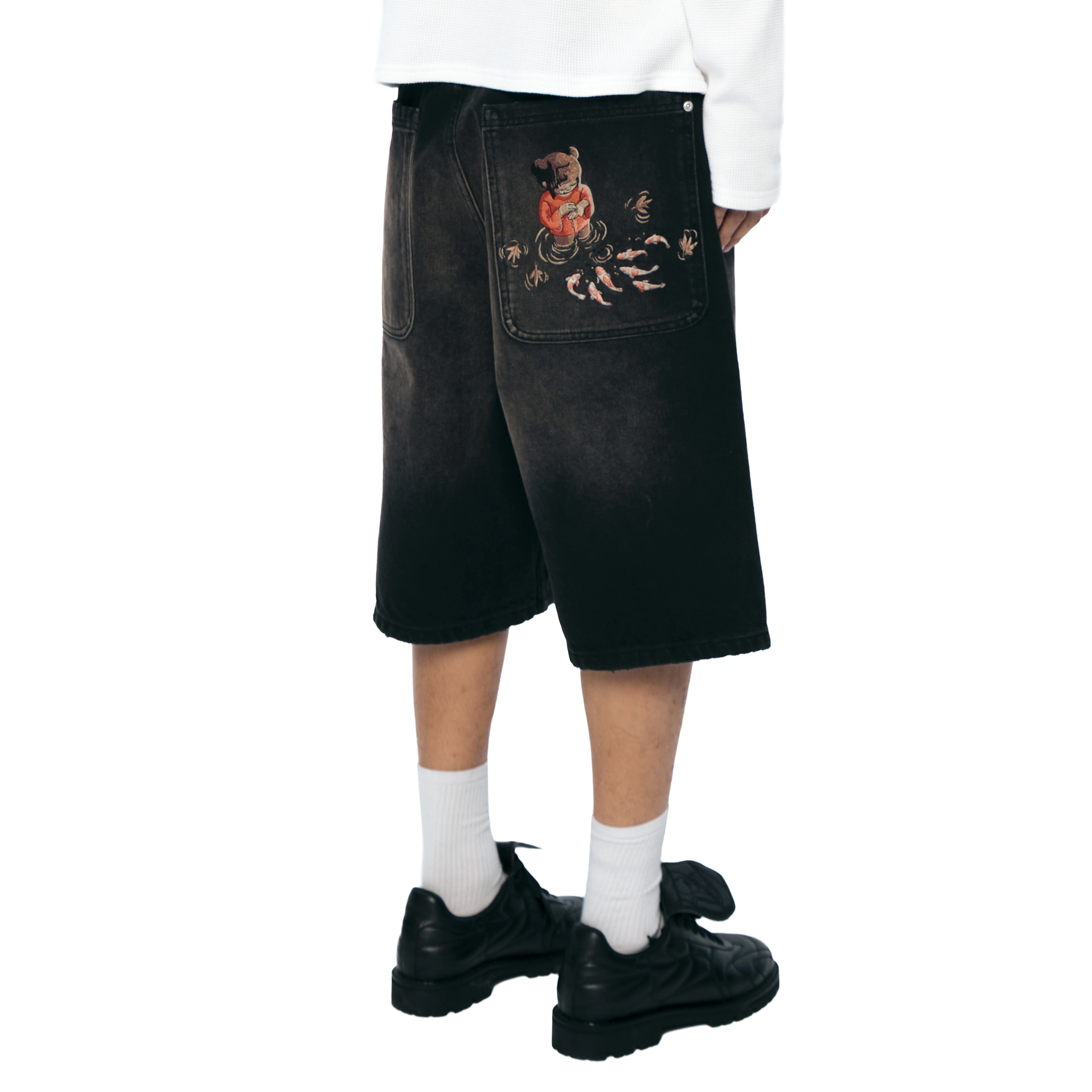 "koi fish v2" Jorts black - Image 10