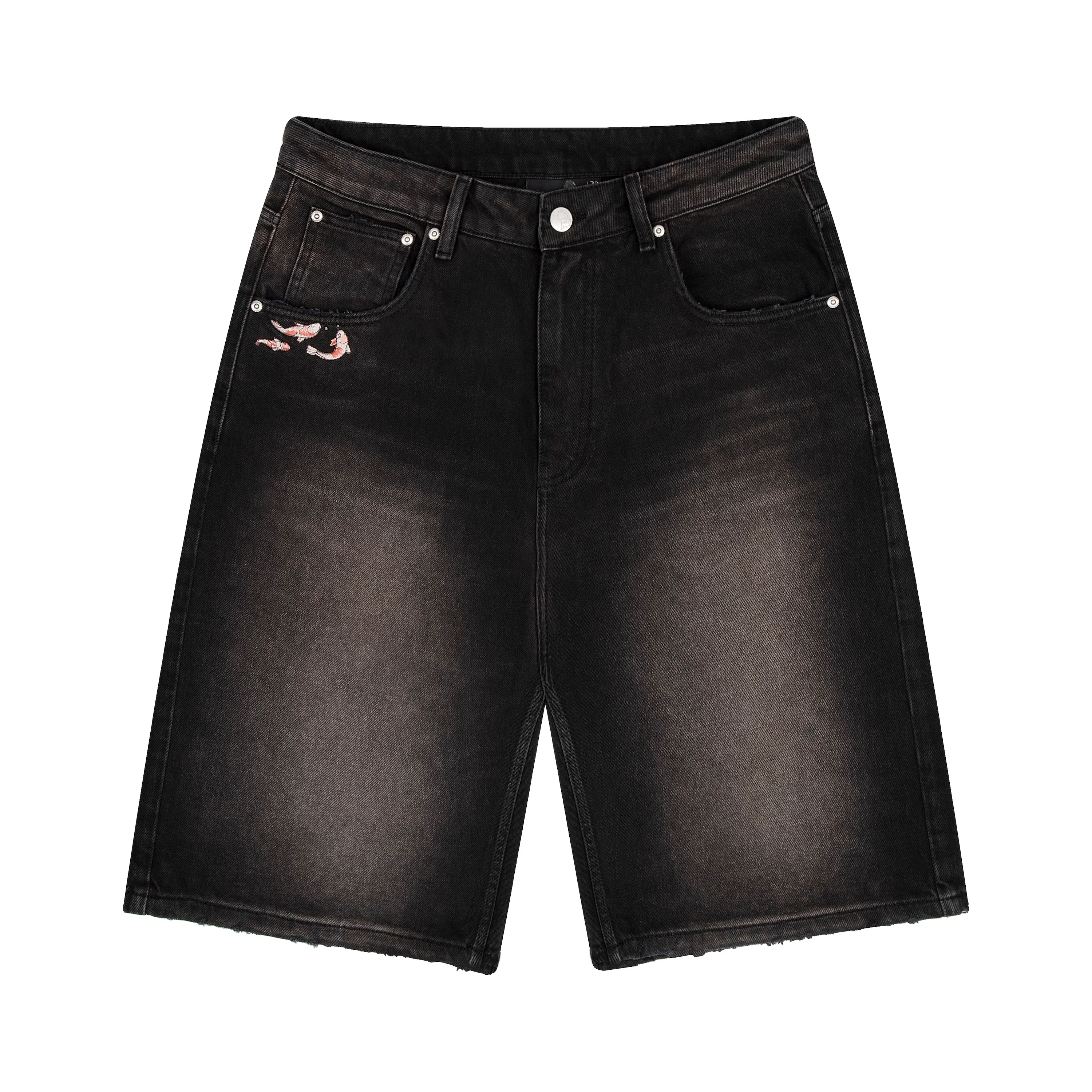 "koi fish v2" Jorts black - Image 2