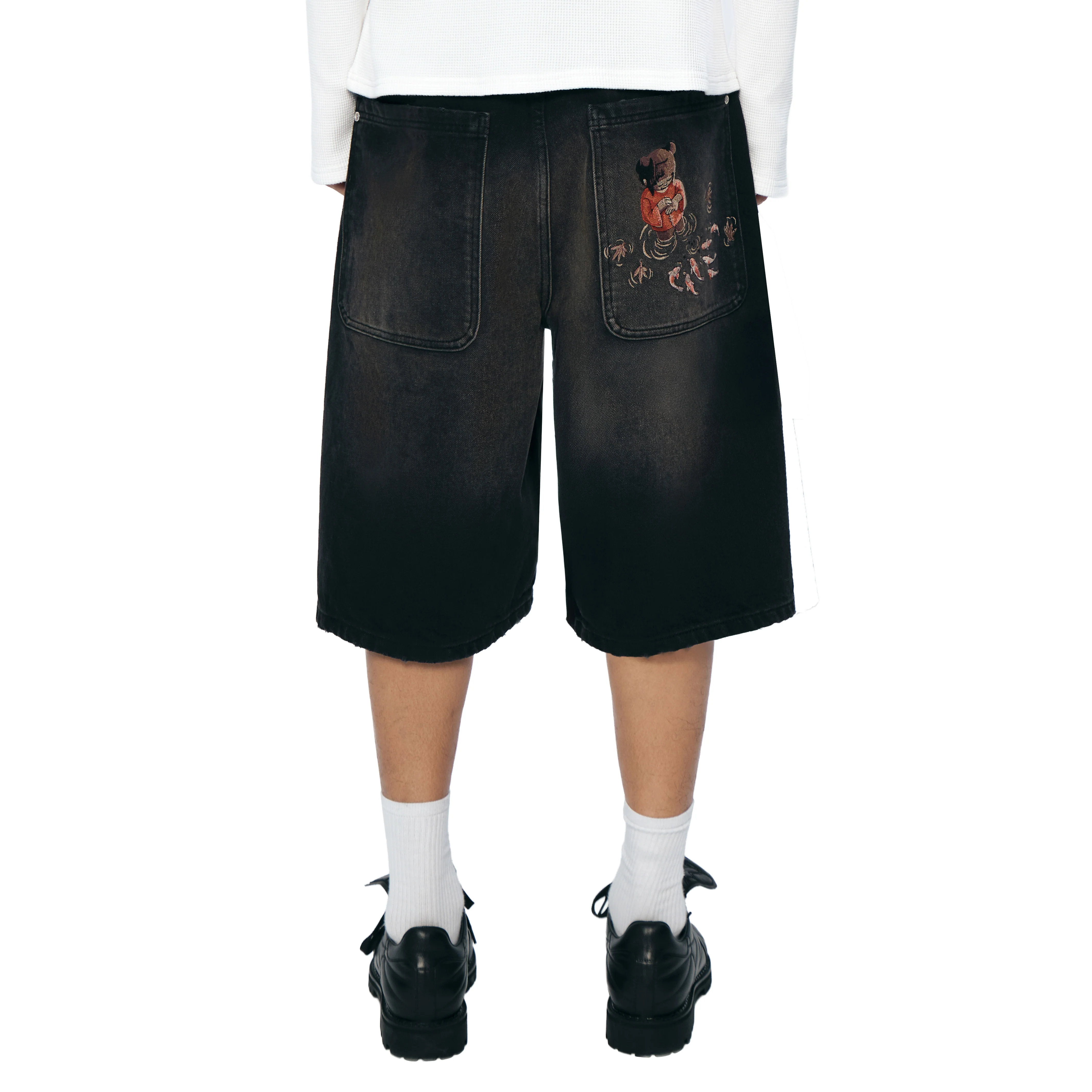 "koi fish v2" Jorts black - Image 9