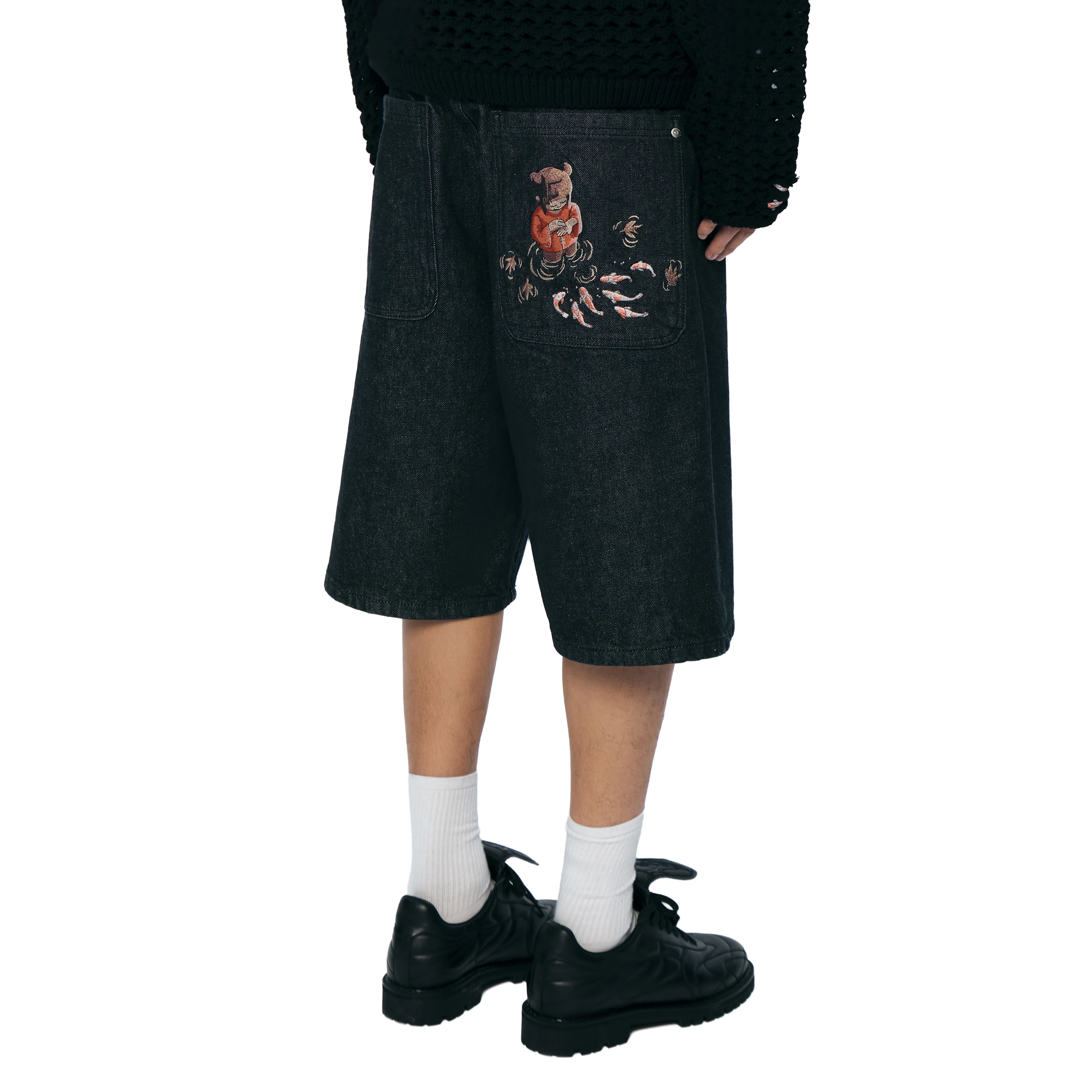 "koi fish v2" Jorts raw black - Image 10