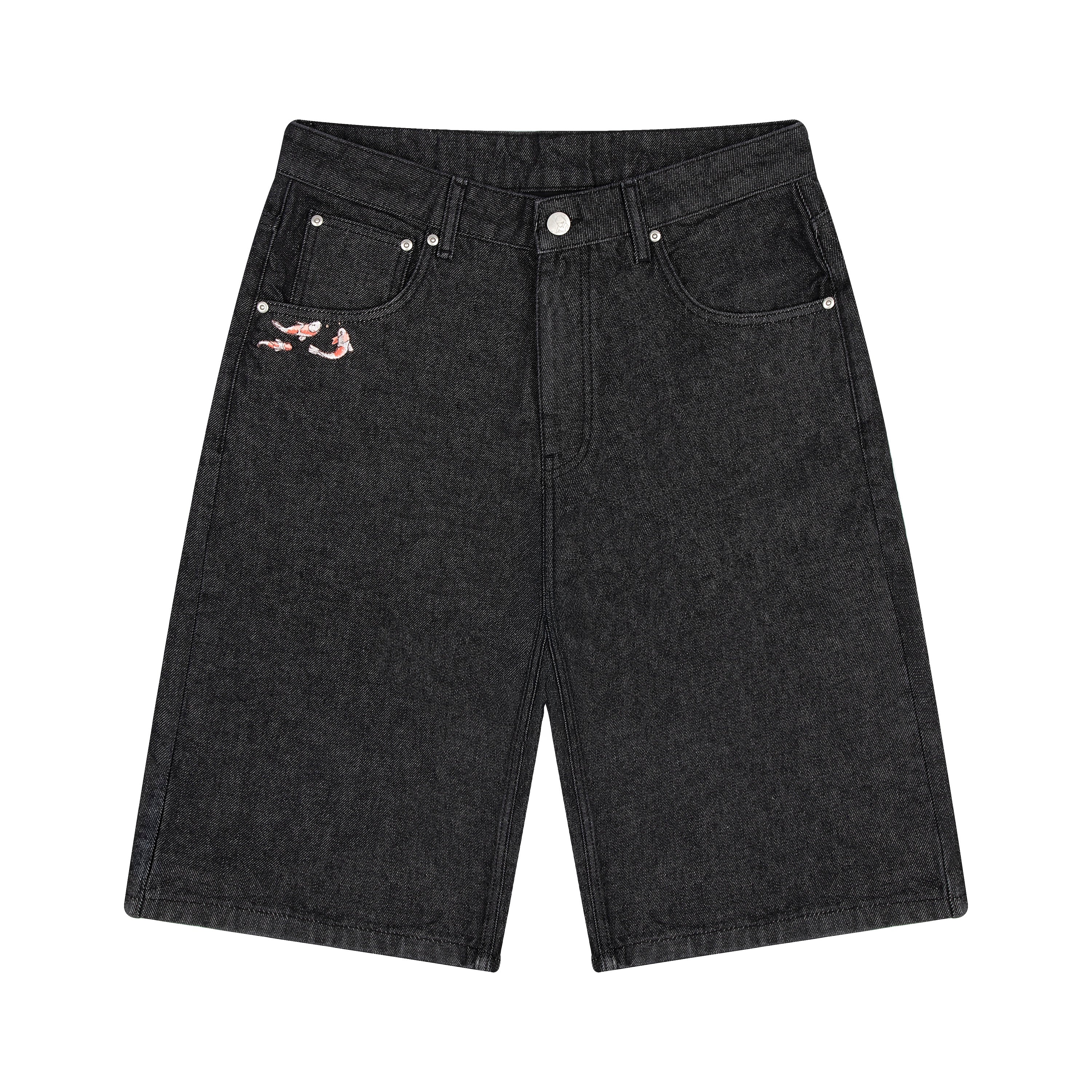 "koi fish v2" Jorts raw black - Image 2