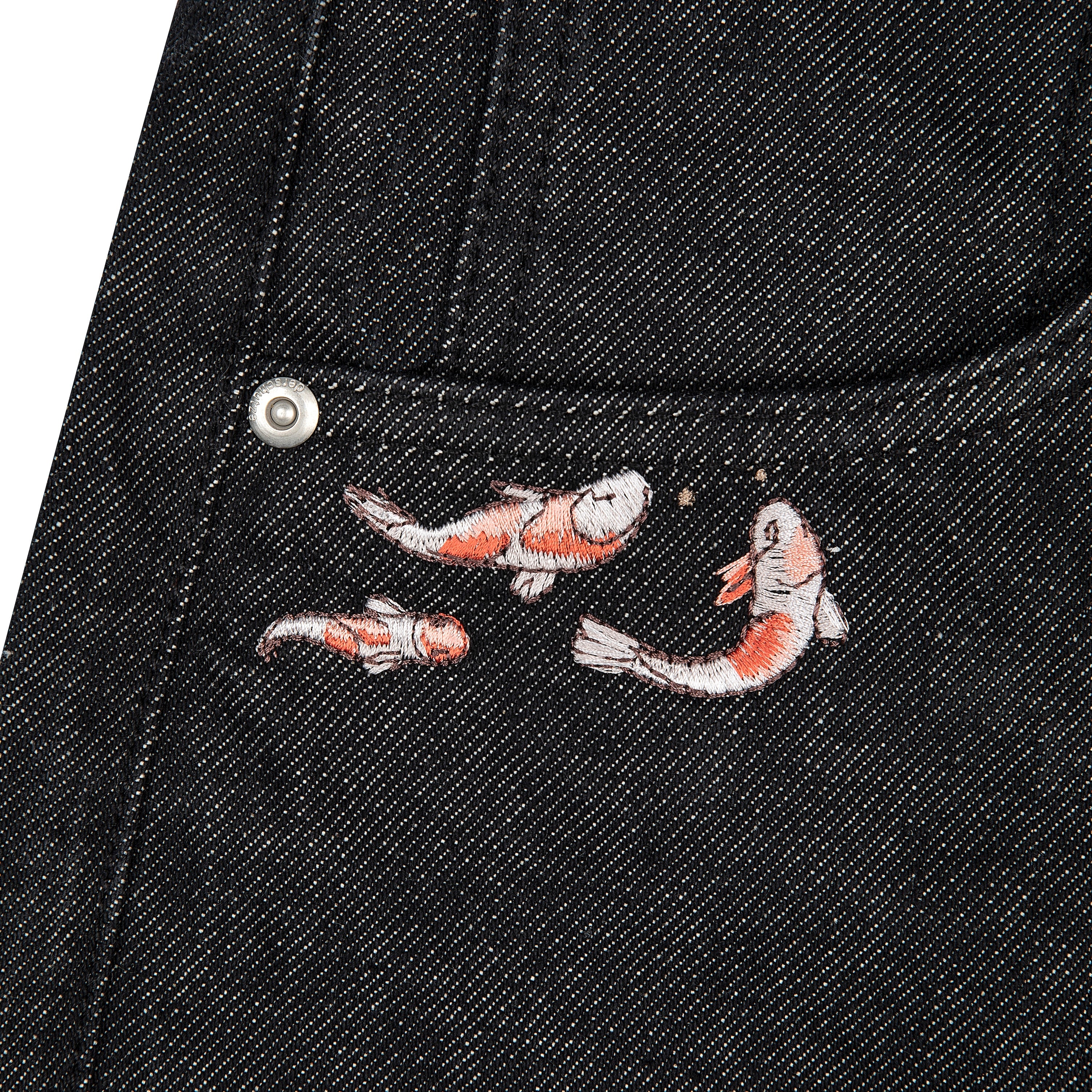 "koi fish v2" Jorts raw black - Image 4