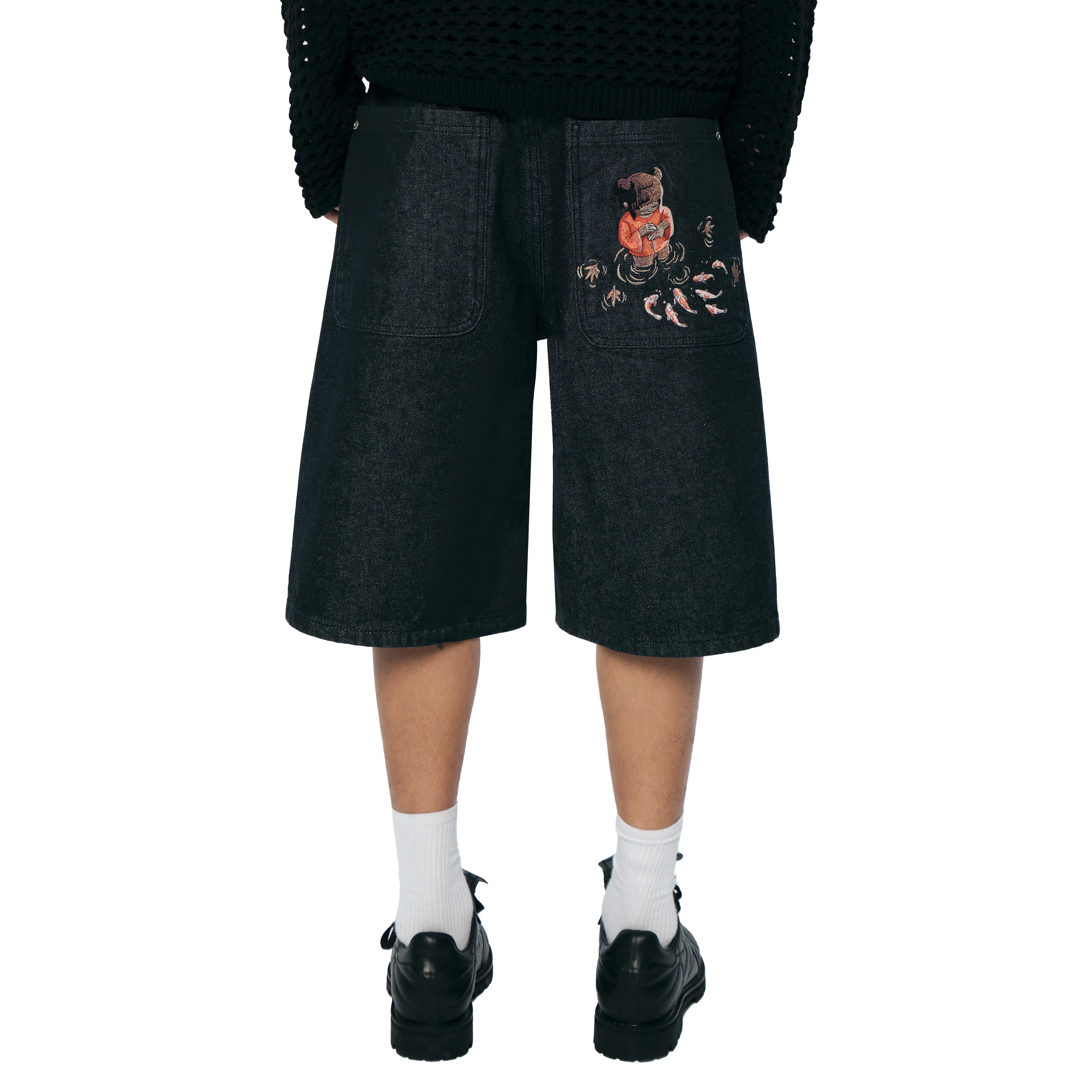 "koi fish v2" Jorts raw black - Image 9