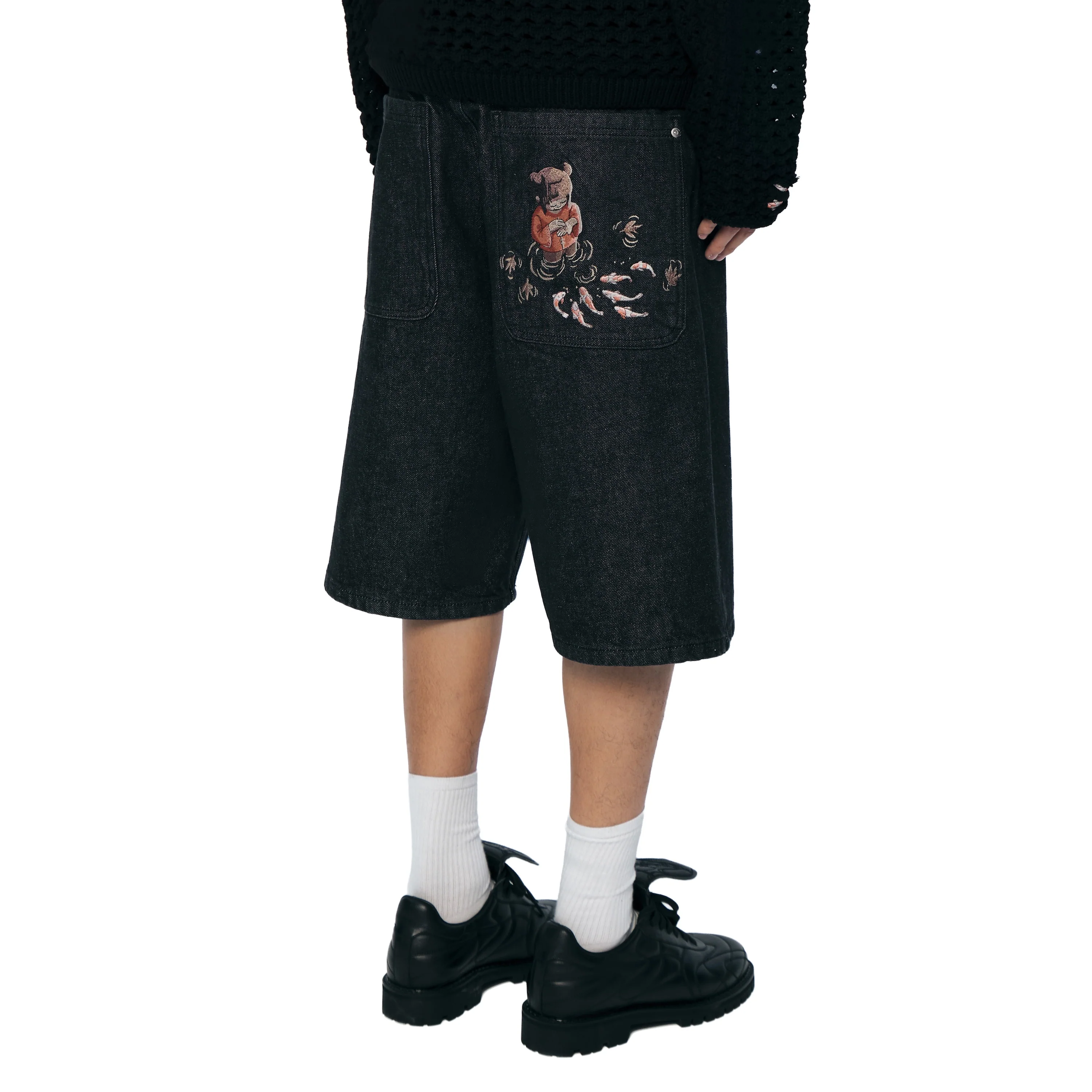 "koi fish v2" Jorts raw indigo - Image 10