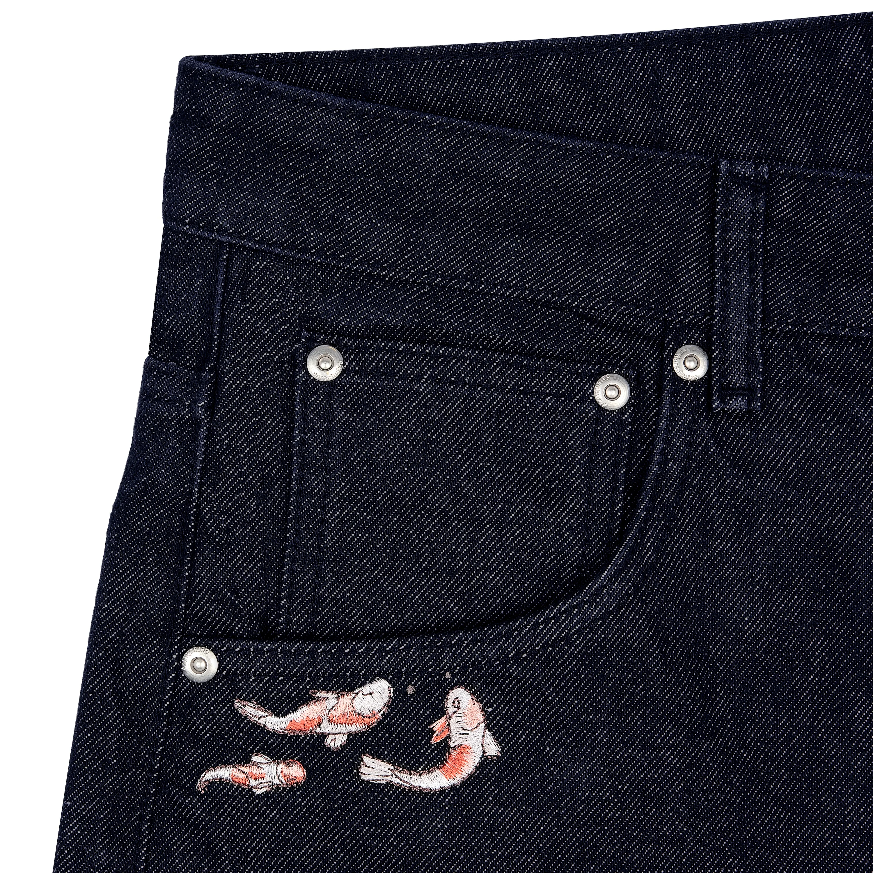 "koi fish v2" Jorts raw indigo - Image 3