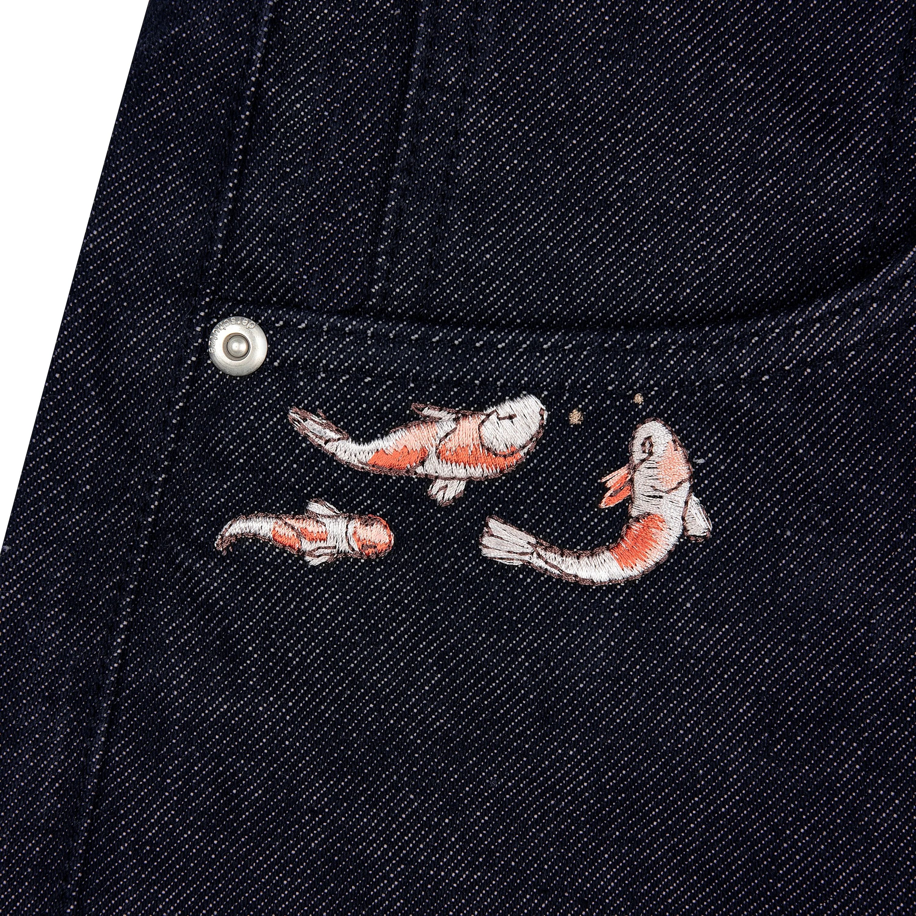 "koi fish v2" Jorts raw indigo - Image 5