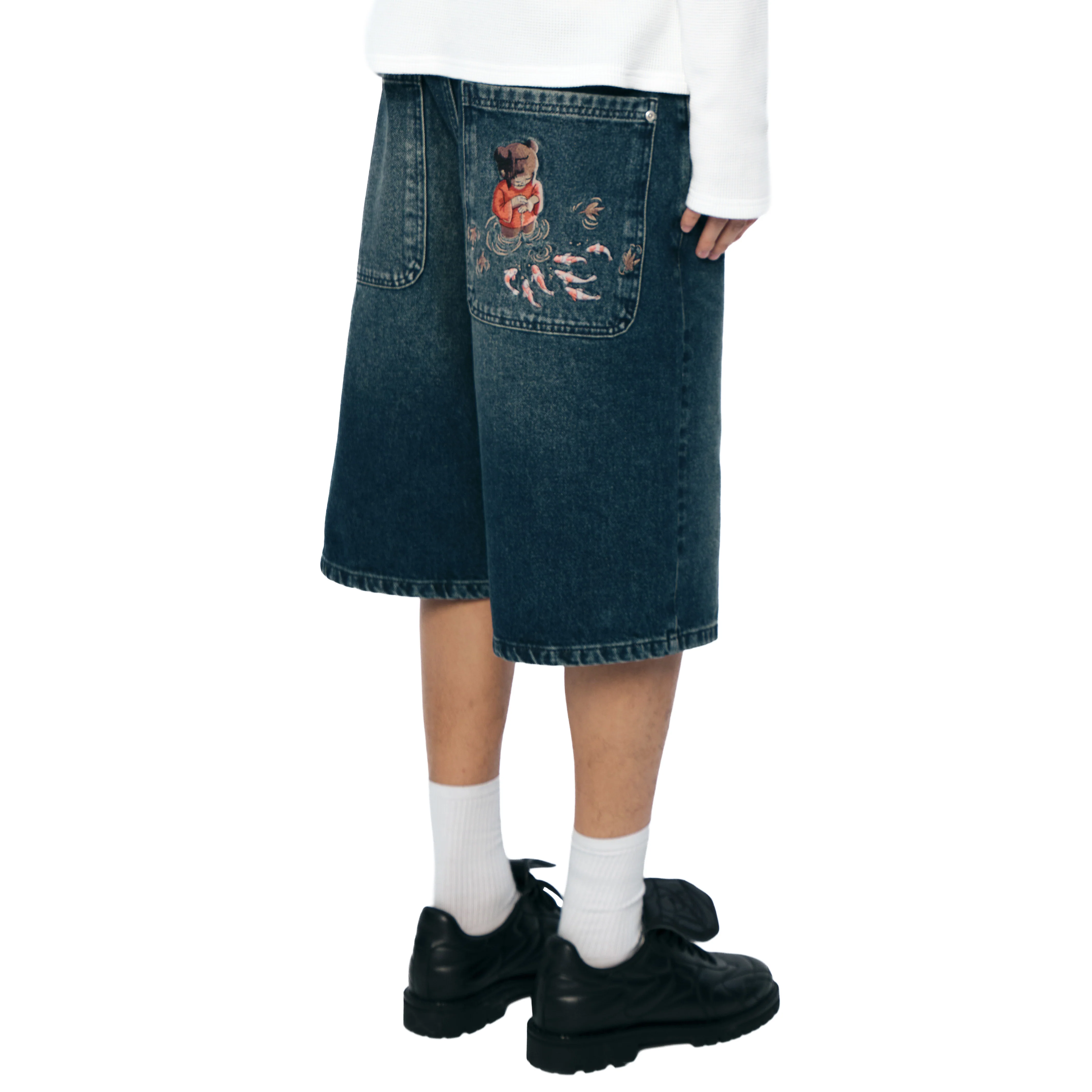 "koi fish v2" Jorts washed indigo - Image 10