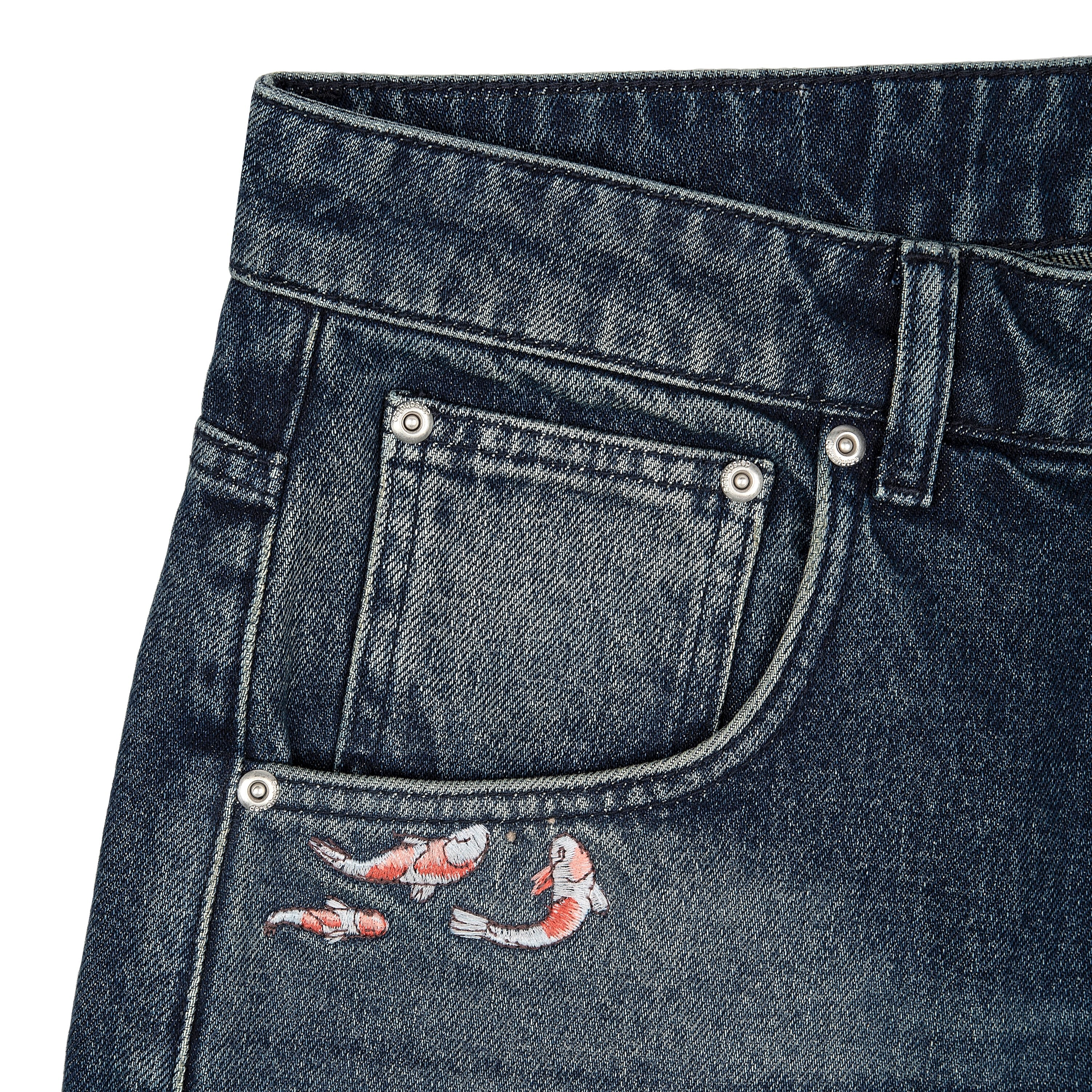 "koi fish v2" Jorts washed indigo - Image 3