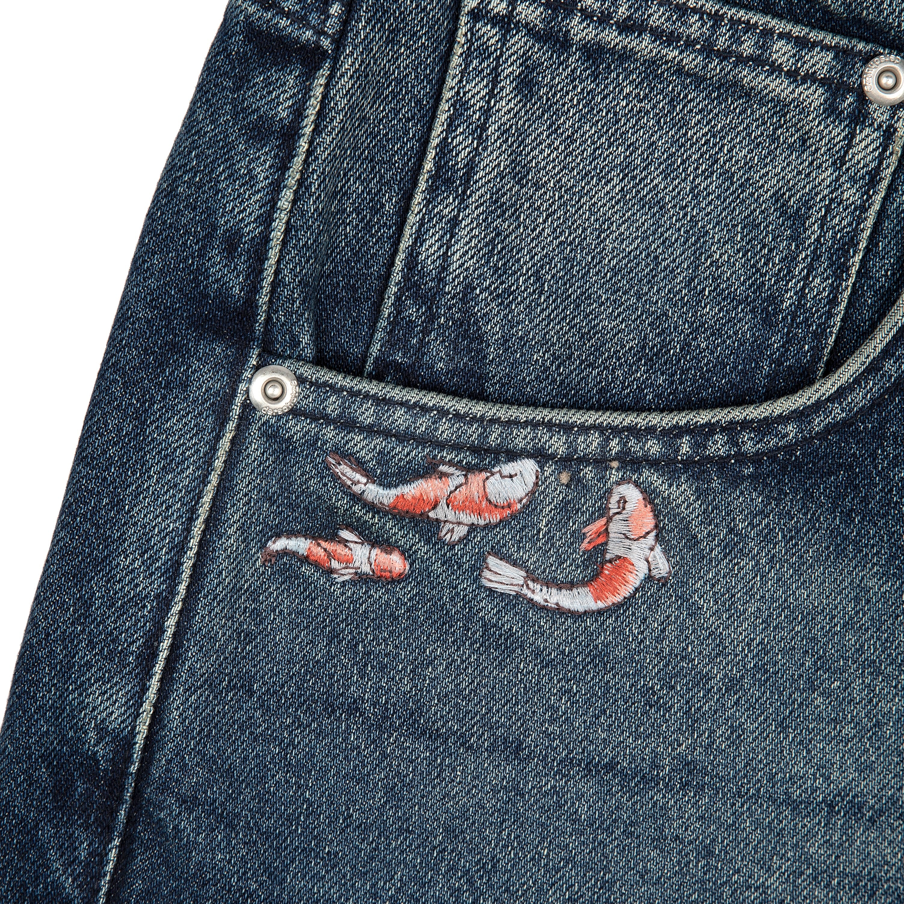 "koi fish v2" Jorts washed indigo - Image 4
