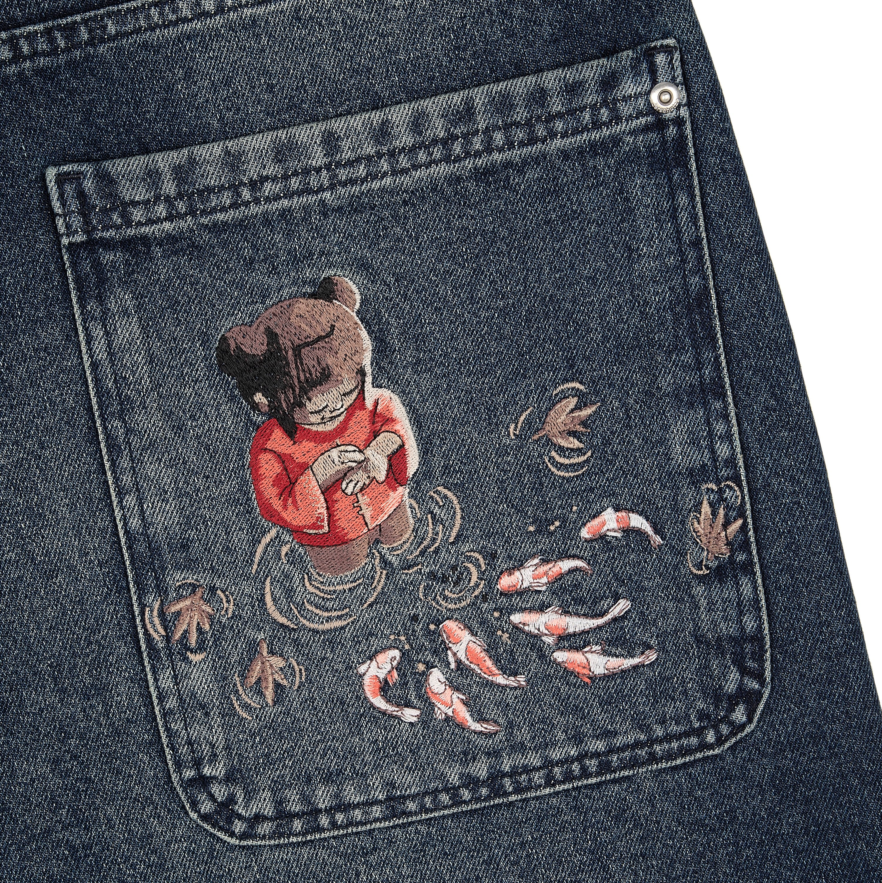 "koi fish v2" Jorts washed indigo - Image 6
