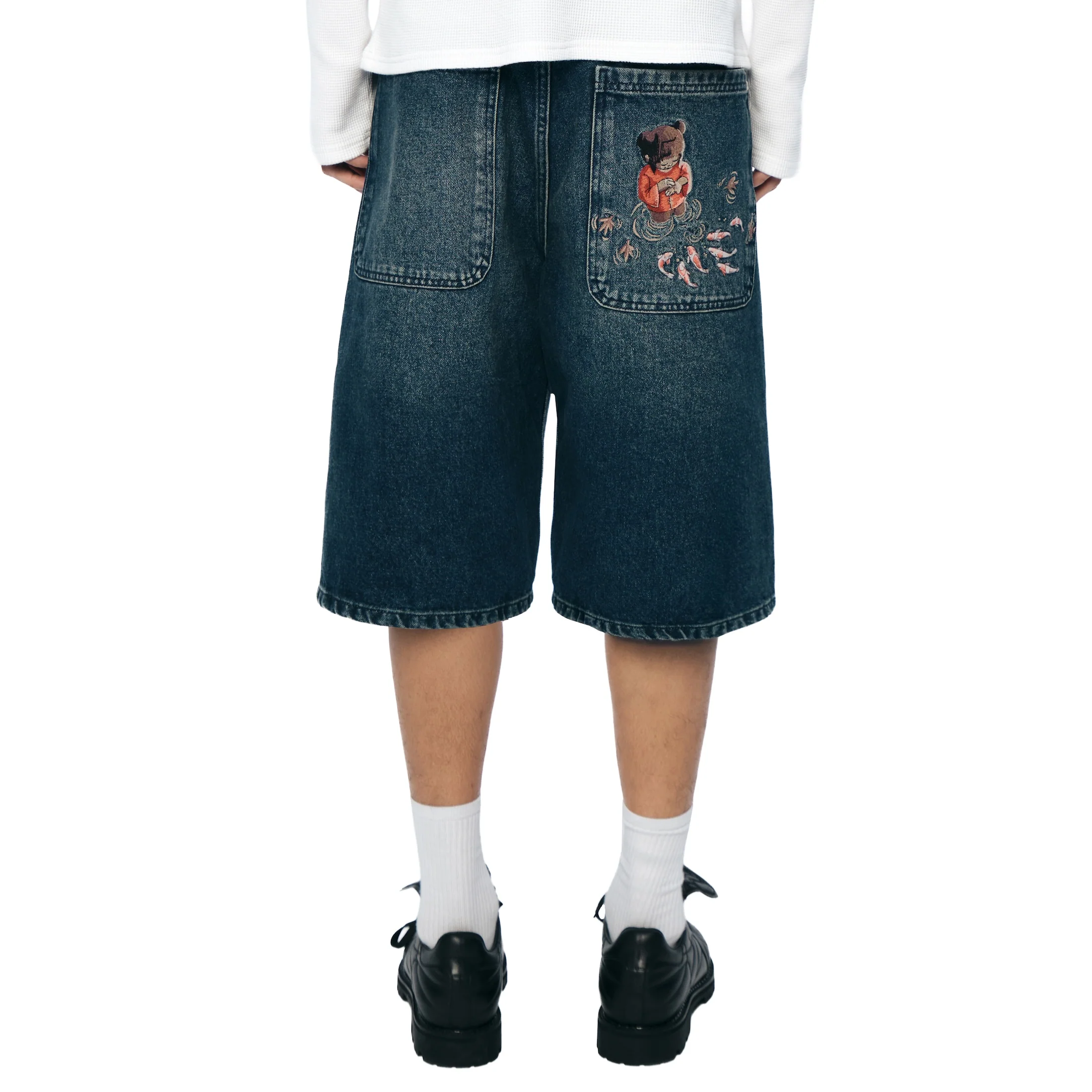 "koi fish v2" Jorts washed indigo - Image 9